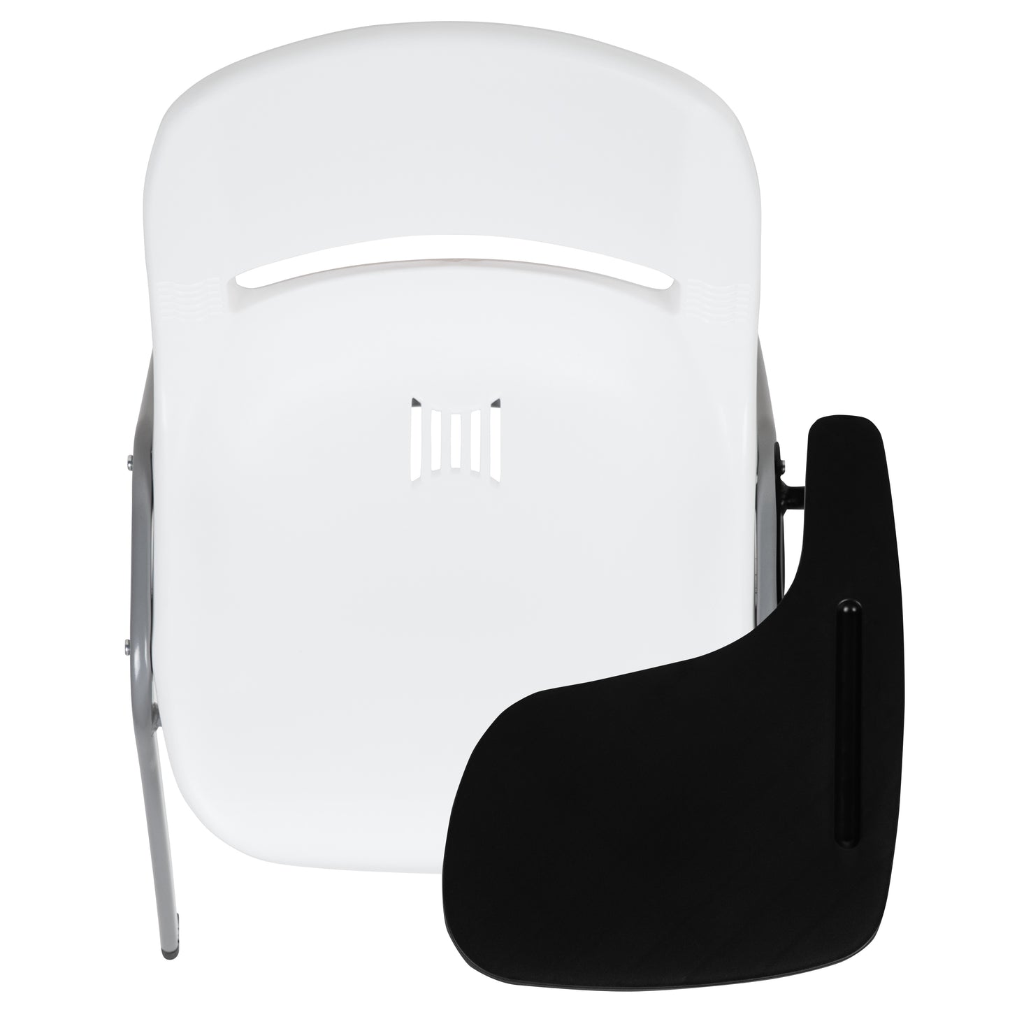 HERCULES White Ergonomic Shell Chair with Left Handed Flip-Up Tablet Arm White