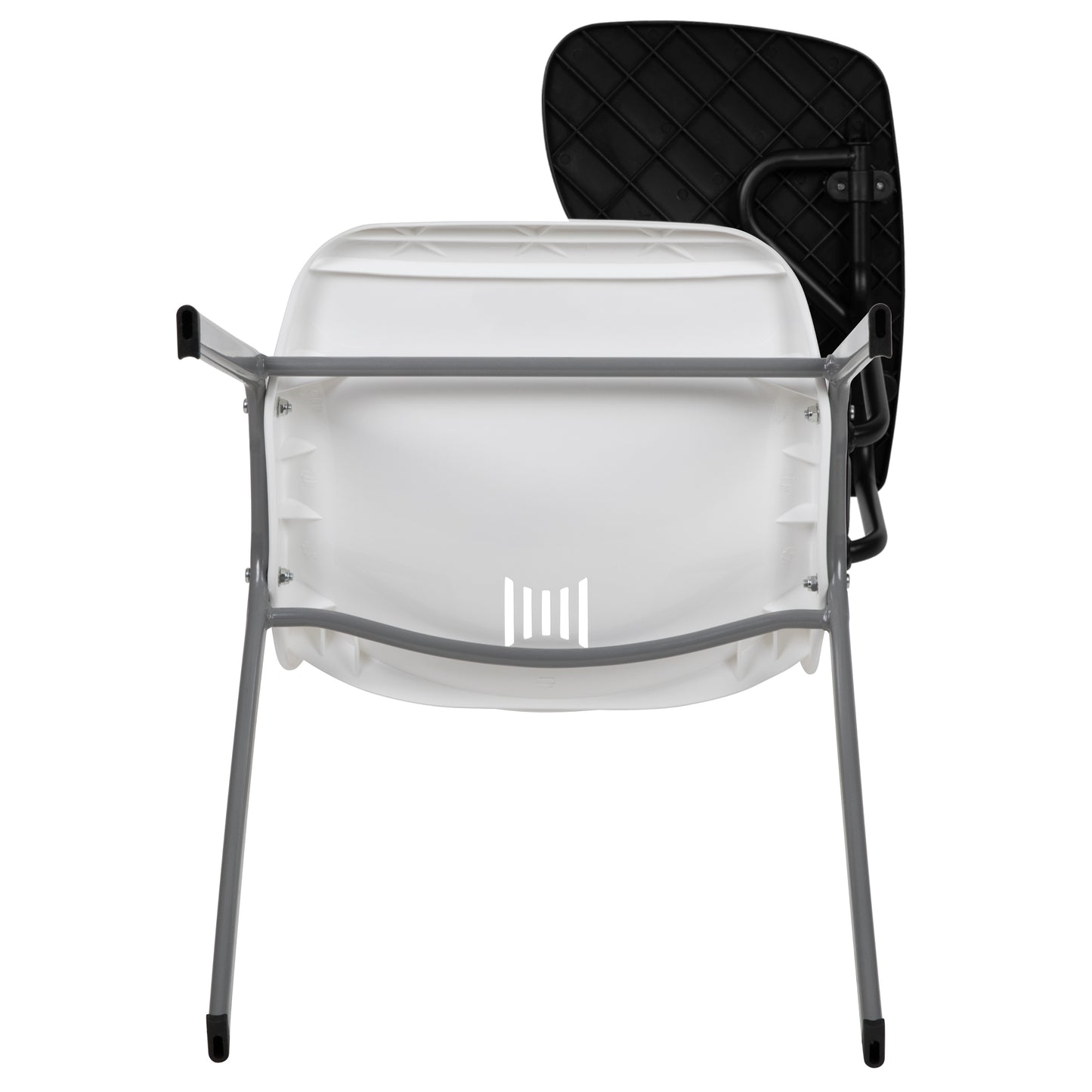 HERCULES White Ergonomic Shell Chair with Left Handed Flip-Up Tablet Arm White
