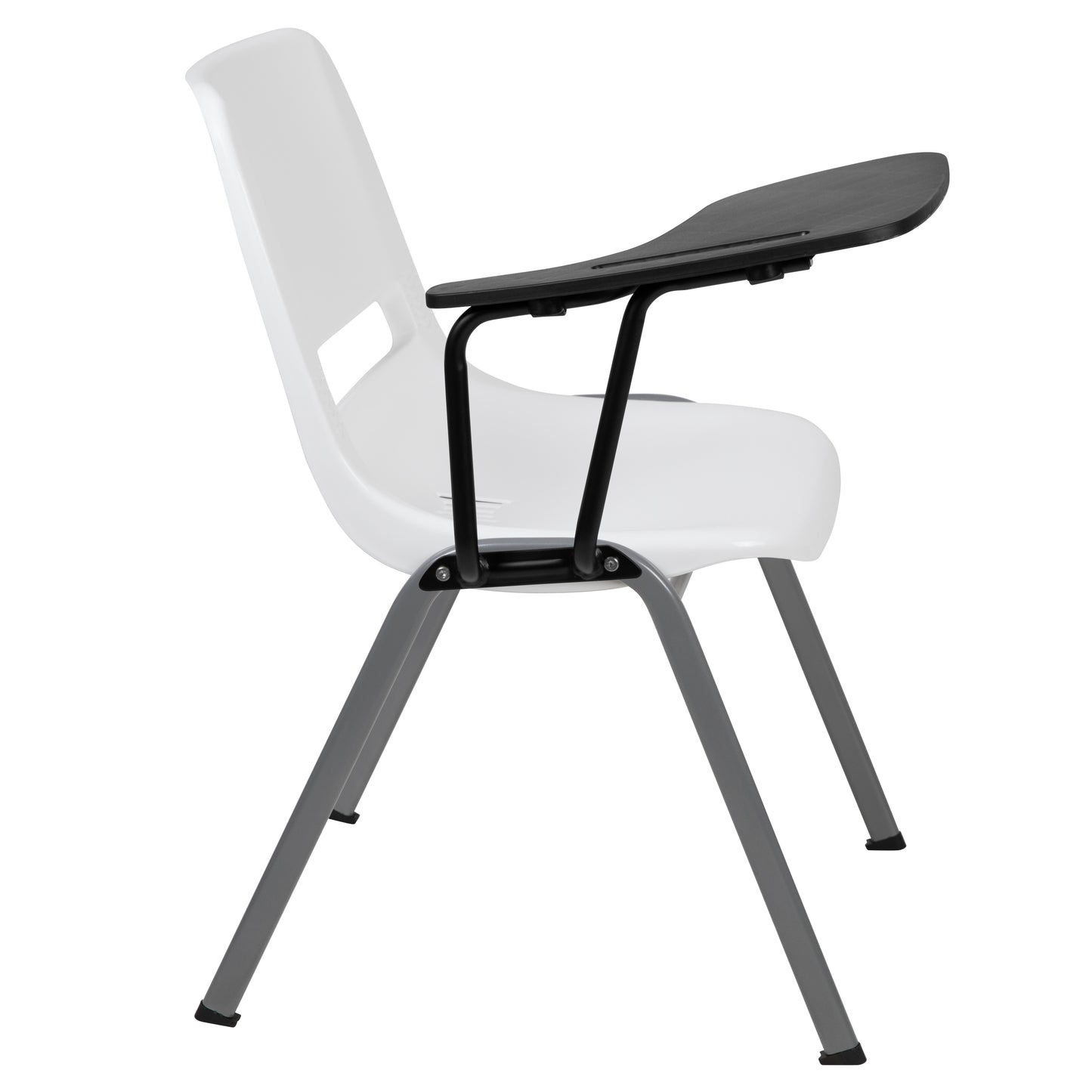 HERCULES White Ergonomic Shell Chair with Right Handed Flip-Up Tablet Arm White