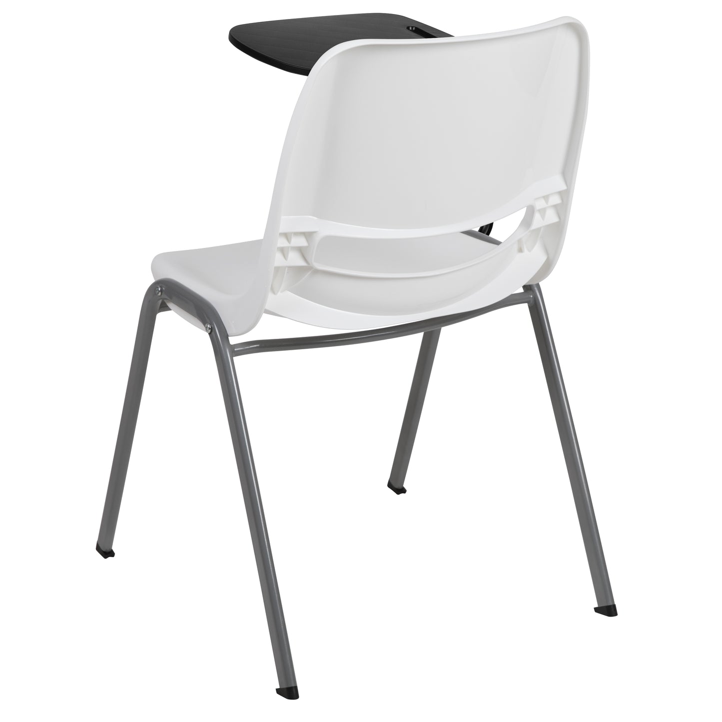 HERCULES White Ergonomic Shell Chair with Right Handed Flip-Up Tablet Arm White