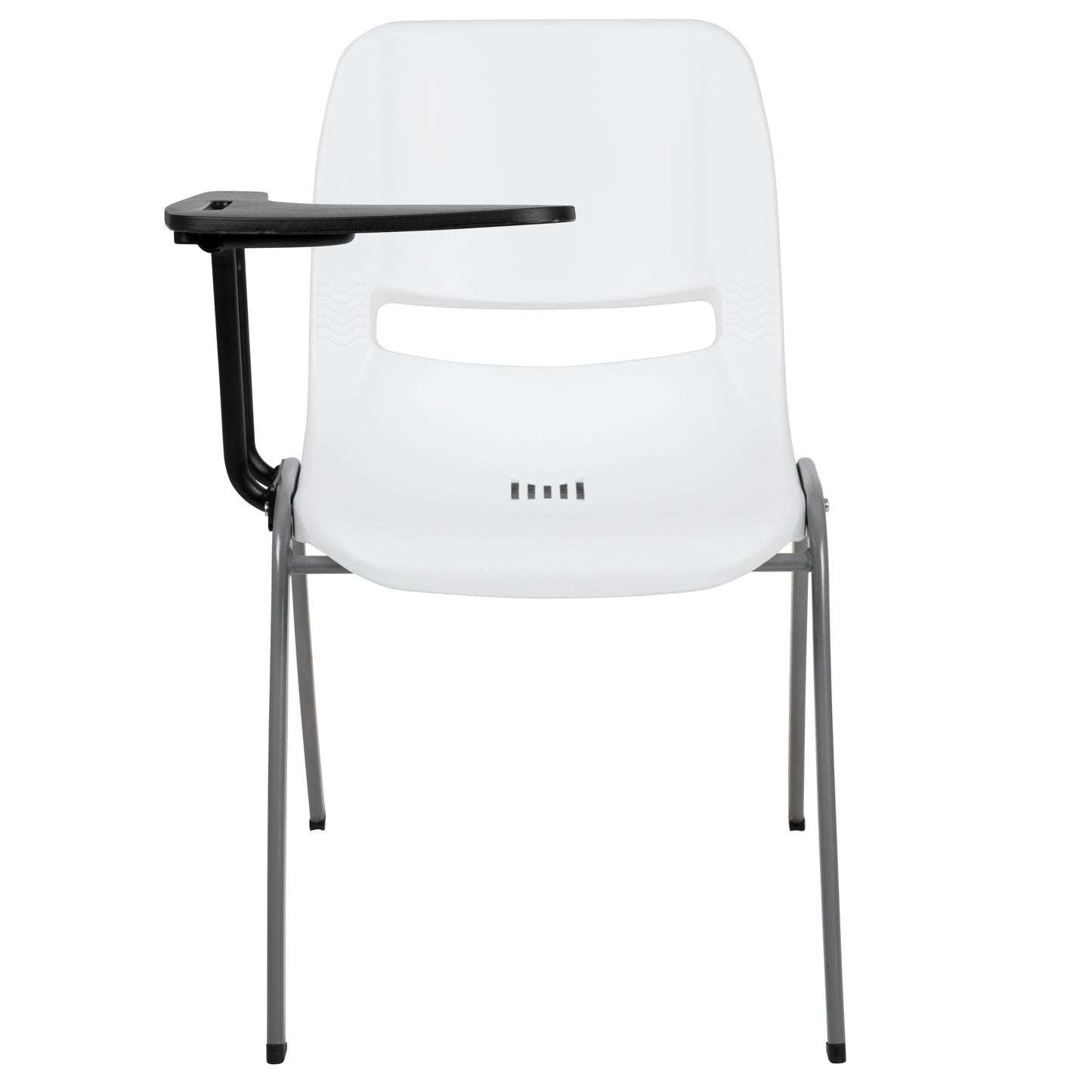 HERCULES White Ergonomic Shell Chair with Right Handed Flip-Up Tablet Arm White