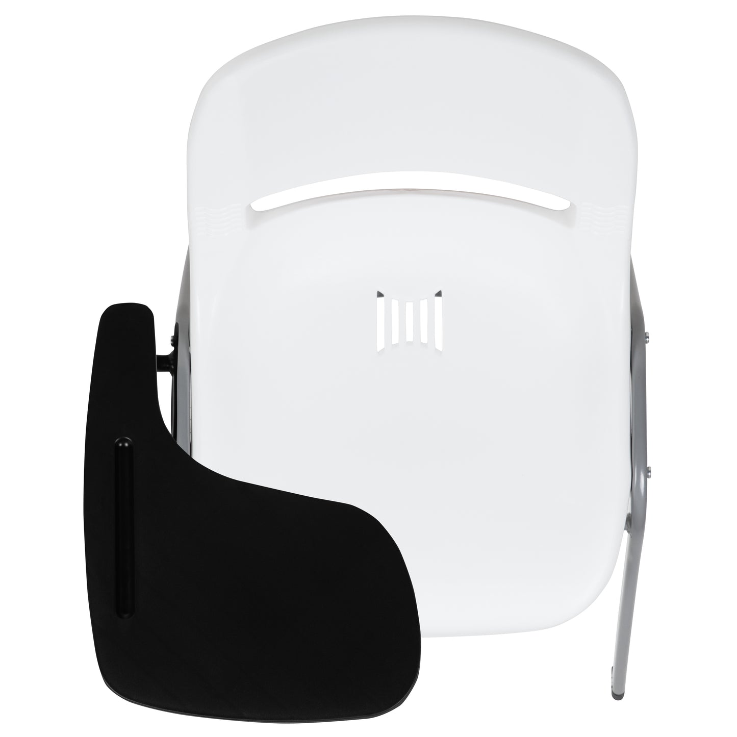 HERCULES White Ergonomic Shell Chair with Right Handed Flip-Up Tablet Arm White