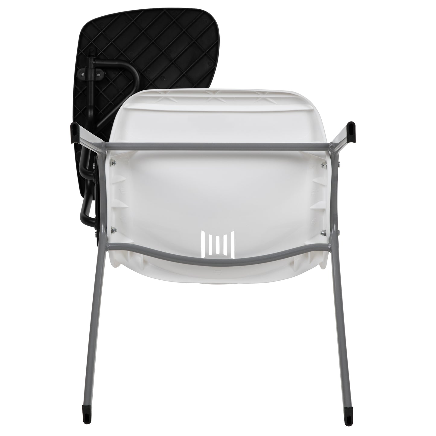 HERCULES White Ergonomic Shell Chair with Right Handed Flip-Up Tablet Arm White