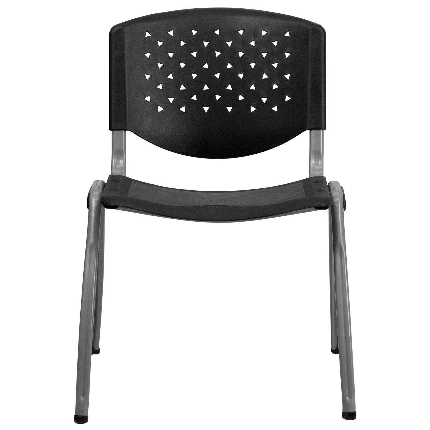 HERCULES Series 880 lb. Capacity Black Plastic Stack Chair with Titanium Gray Powder Coated Frame Black RUT-F01A-BK-GG