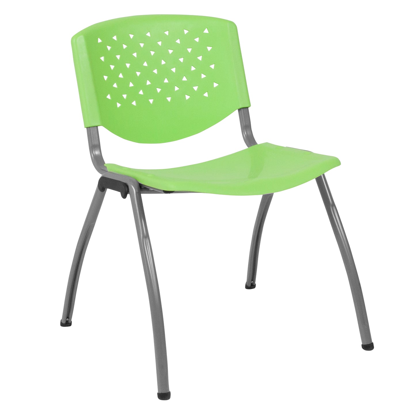 HERCULES Series 880 lb. Capacity Green Plastic Stack Chair with Titanium Gray Powder Coated Frame Green
