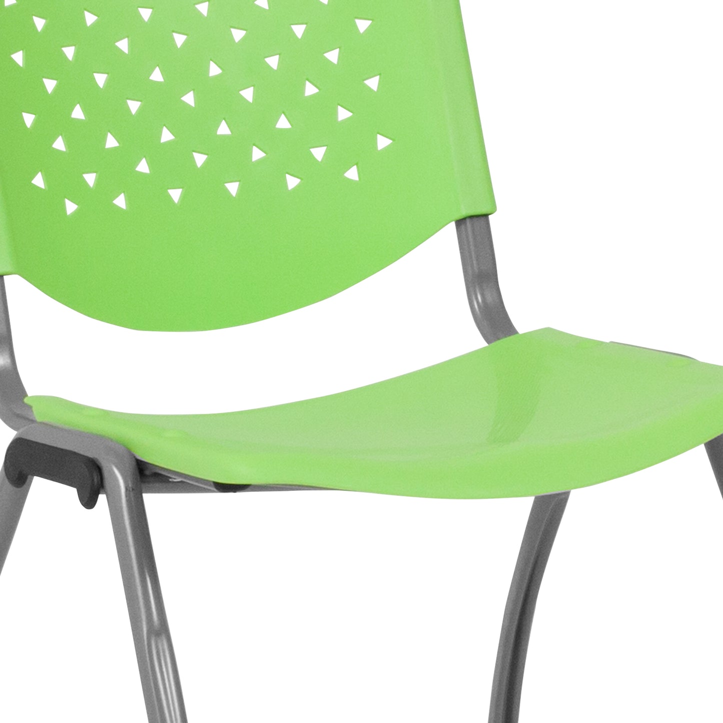 HERCULES Series 880 lb. Capacity Green Plastic Stack Chair with Titanium Gray Powder Coated Frame Green