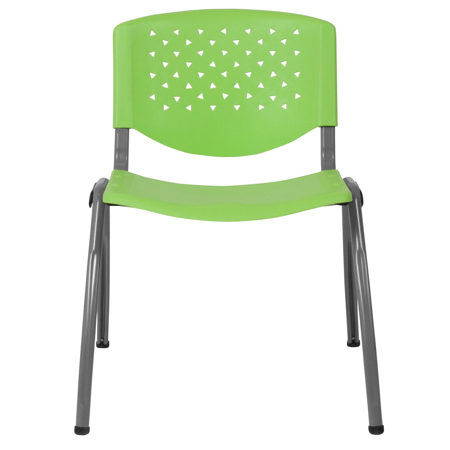 HERCULES Series 880 lb. Capacity Green Plastic Stack Chair with Titanium Gray Powder Coated Frame Green