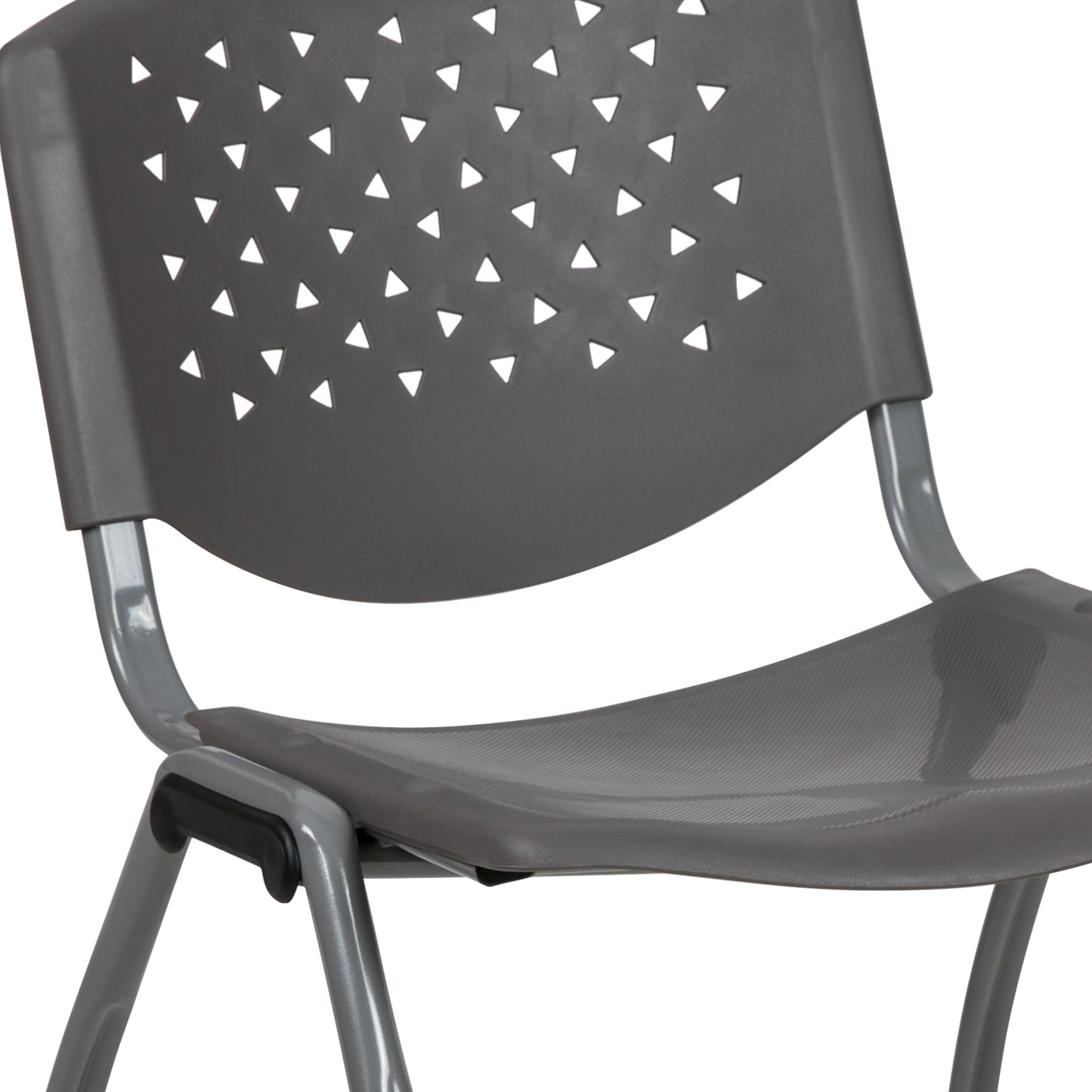 HERCULES Series 880 lb. Capacity Gray Plastic Stack Chair with Titanium Gray Powder Coated Frame Gray