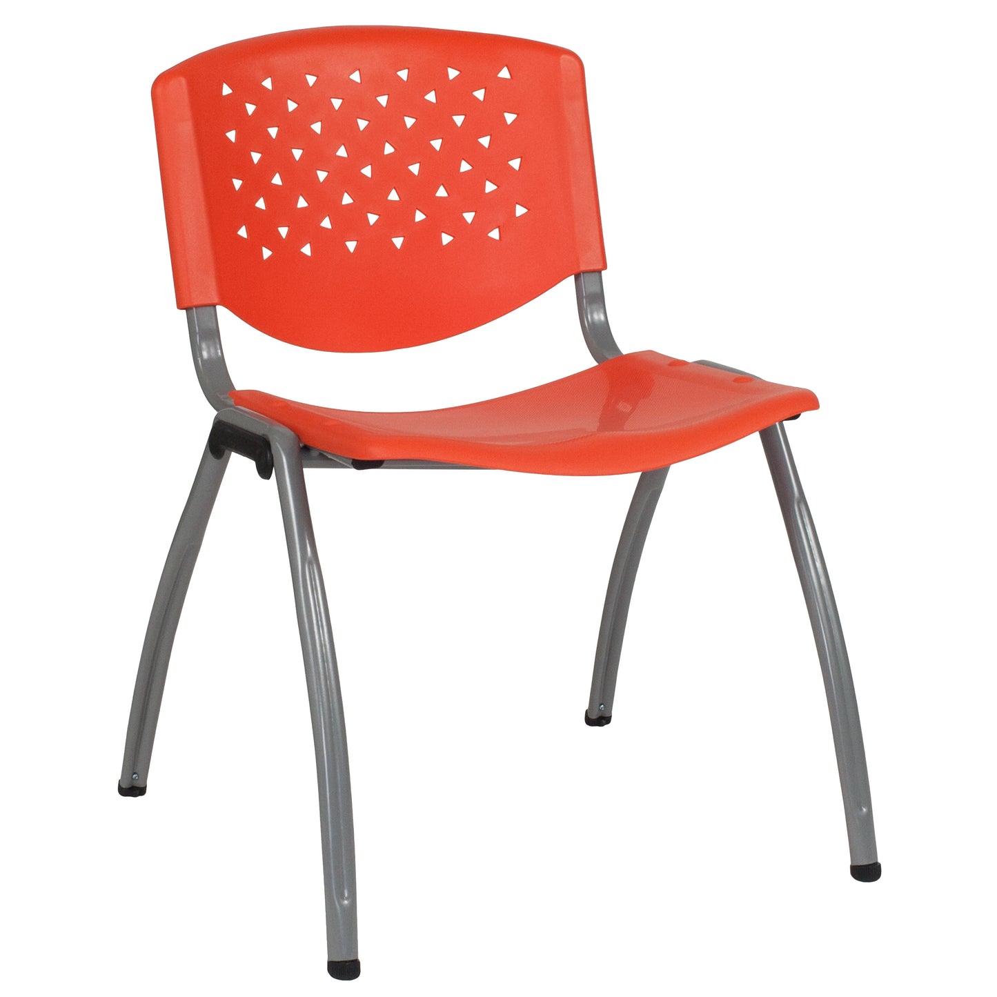 HERCULES Series 880 lb. Capacity Orange Plastic Stack Chair with Titanium Gray Powder Coated Frame Orange RUT-F01A-OR-GG
