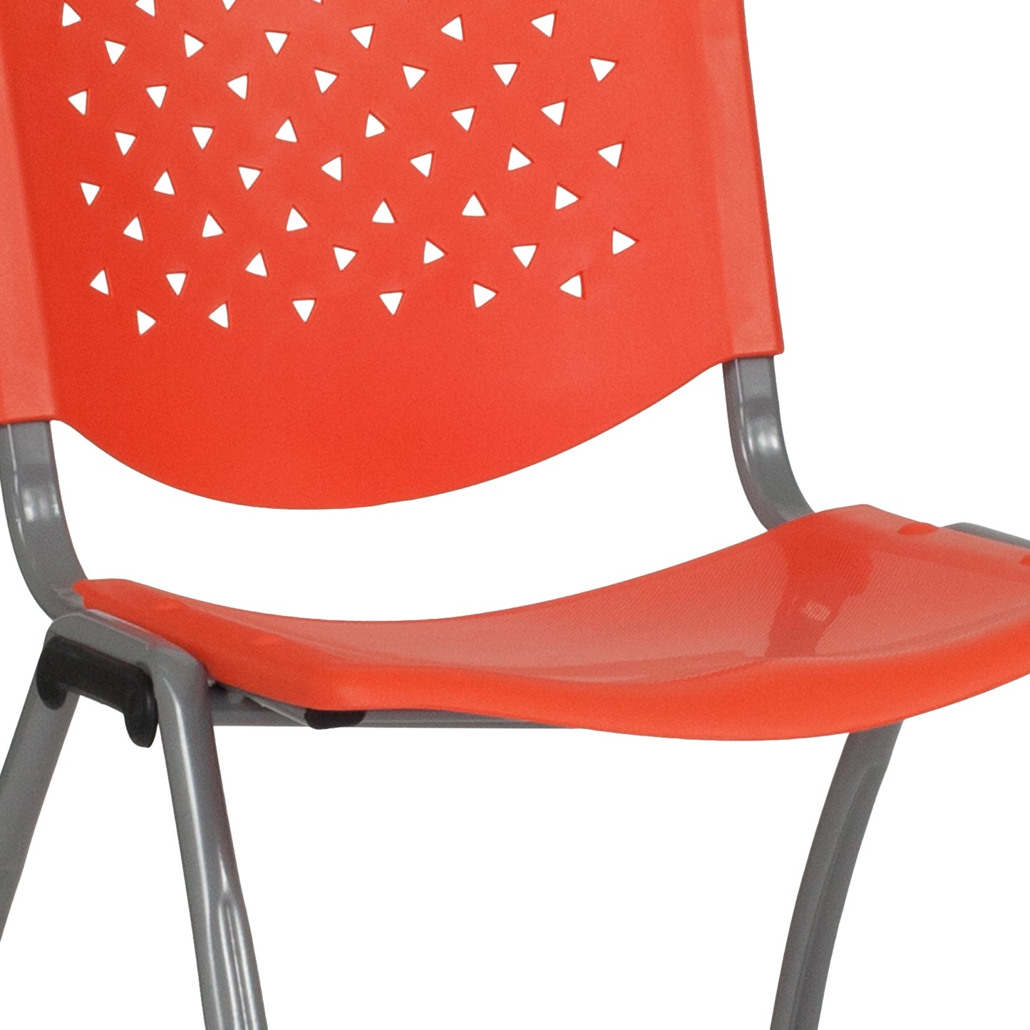 HERCULES Series 880 lb. Capacity Orange Plastic Stack Chair with Titanium Gray Powder Coated Frame Orange RUT-F01A-OR-GG
