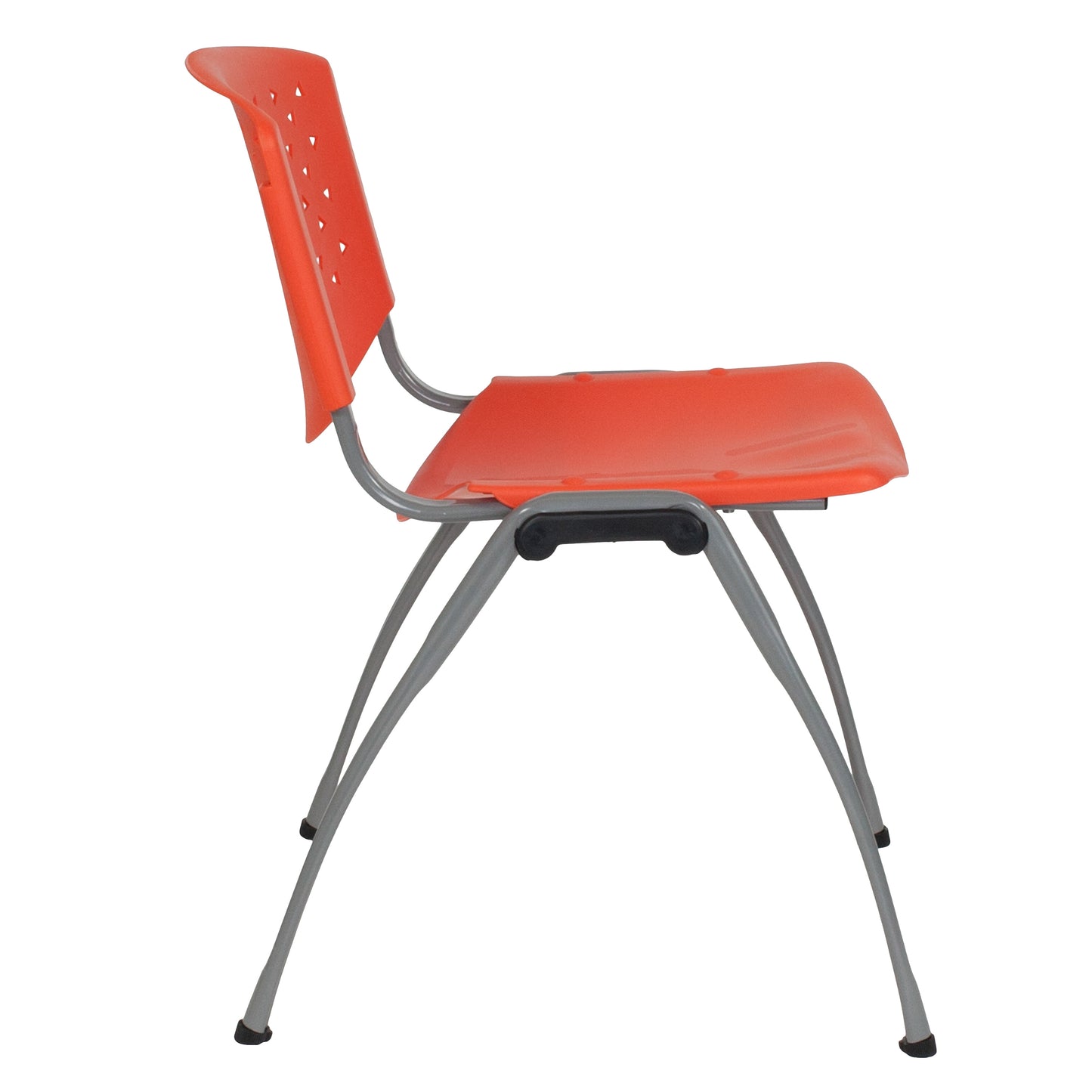 HERCULES Series 880 lb. Capacity Orange Plastic Stack Chair with Titanium Gray Powder Coated Frame Orange RUT-F01A-OR-GG