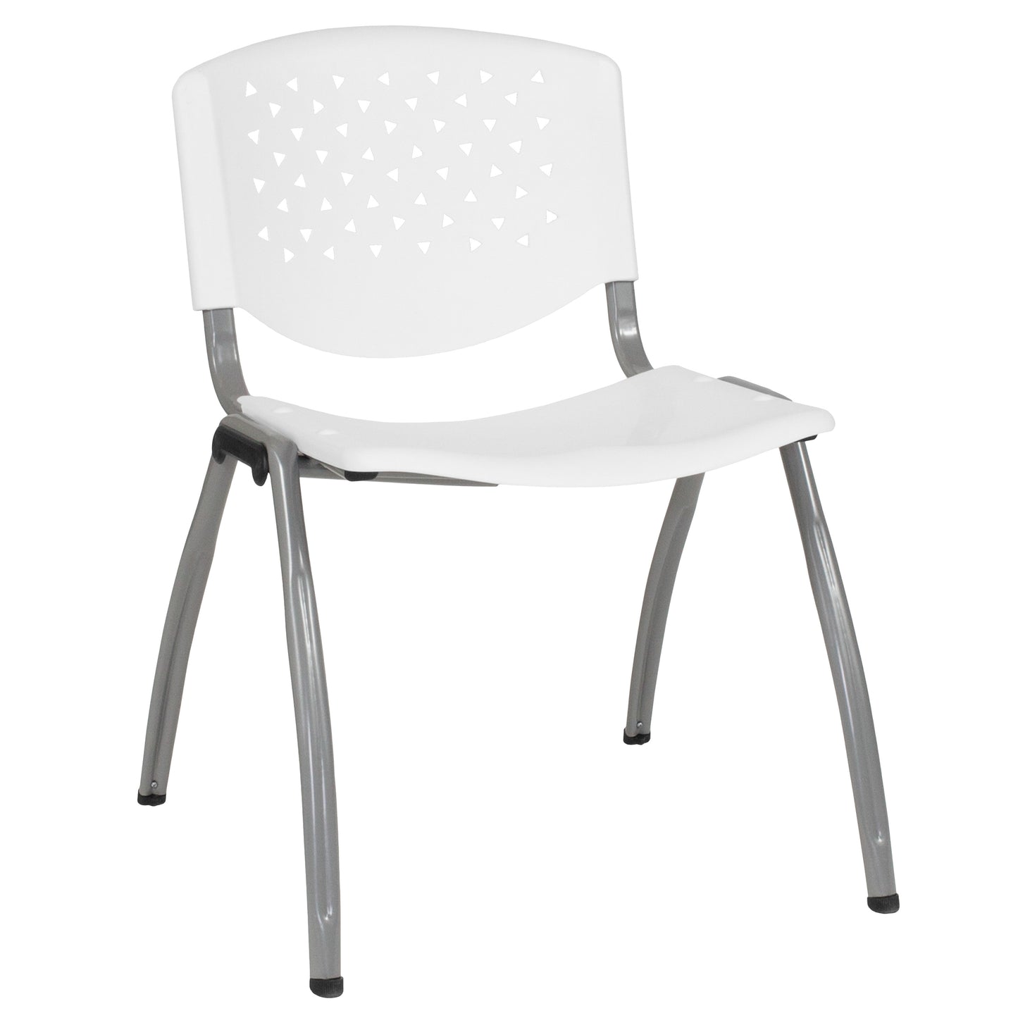 HERCULES Series 880 lb. Capacity White Plastic Stack Chair with Titanium Gray Powder Coated Frame White