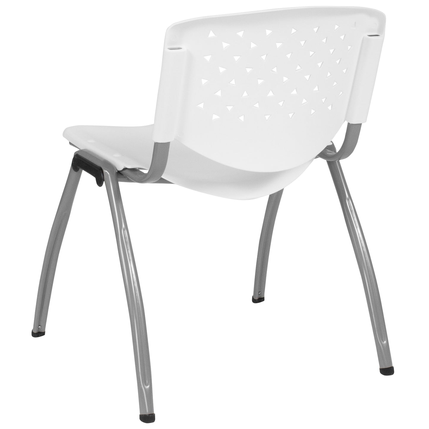 HERCULES Series 880 lb. Capacity White Plastic Stack Chair with Titanium Gray Powder Coated Frame White