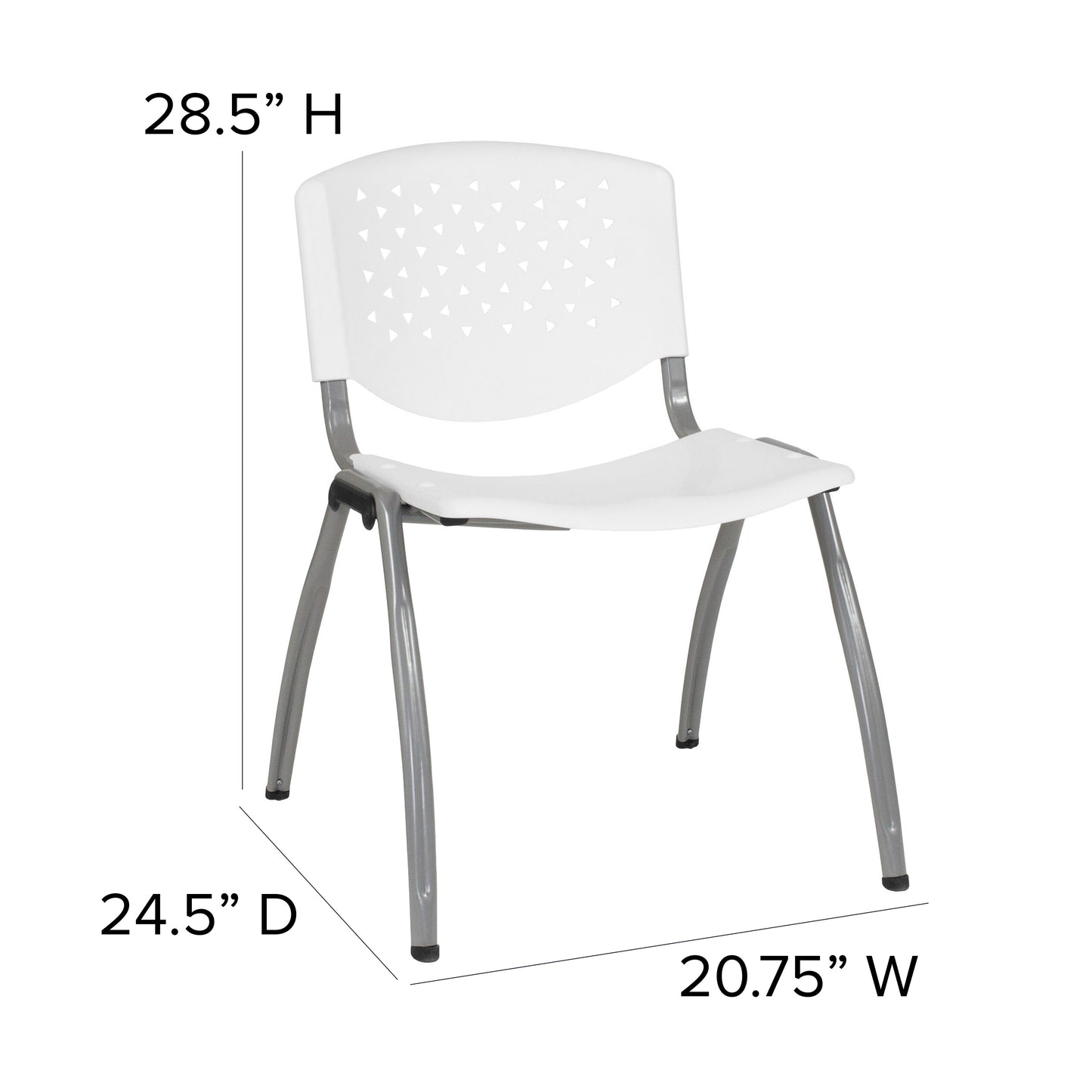 HERCULES Series 880 lb. Capacity White Plastic Stack Chair with Titanium Gray Powder Coated Frame White