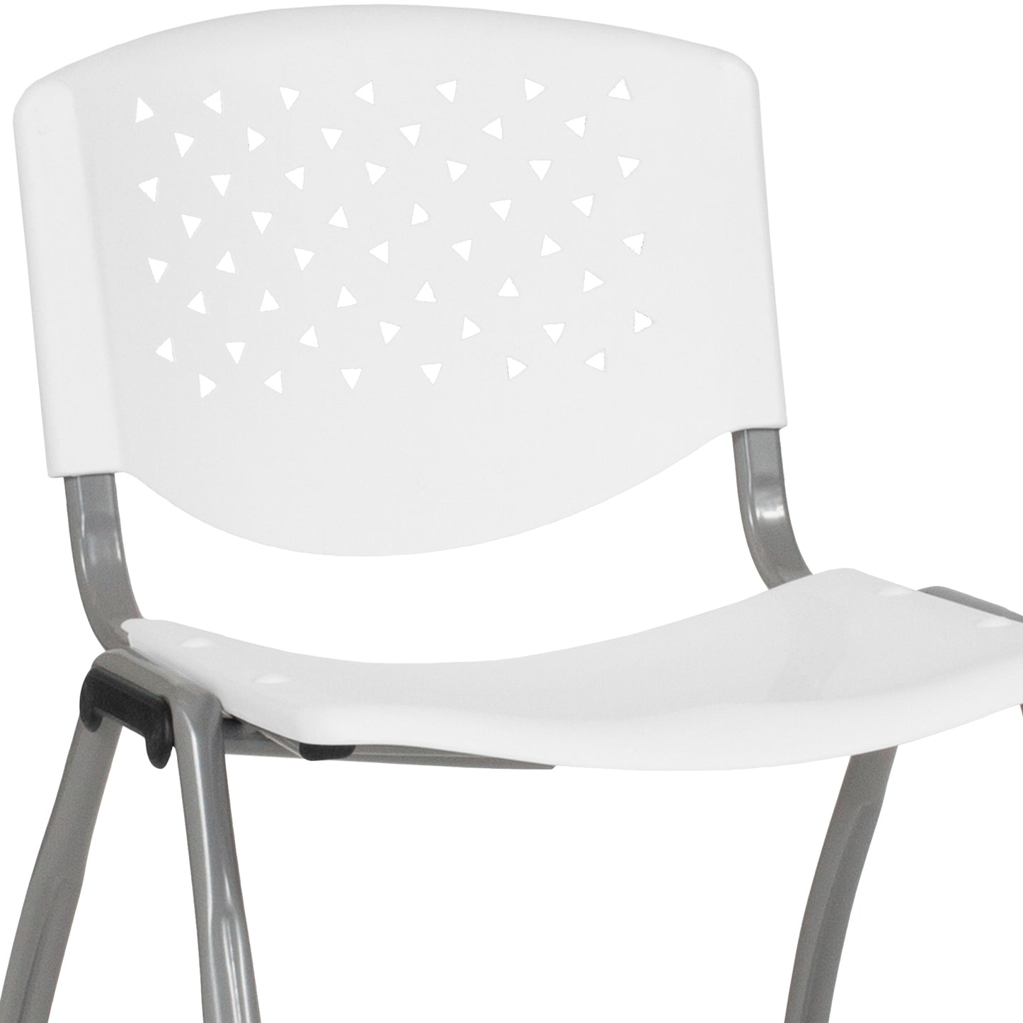 HERCULES Series 880 lb. Capacity White Plastic Stack Chair with Titanium Gray Powder Coated Frame White