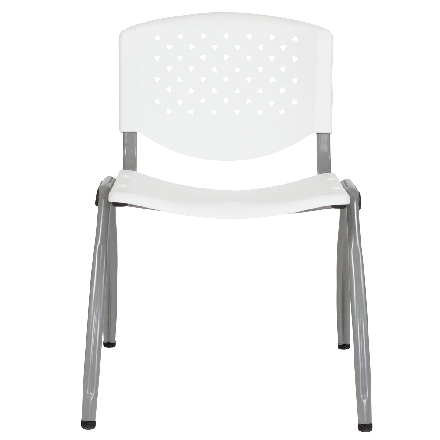 HERCULES Series 880 lb. Capacity White Plastic Stack Chair with Titanium Gray Powder Coated Frame White