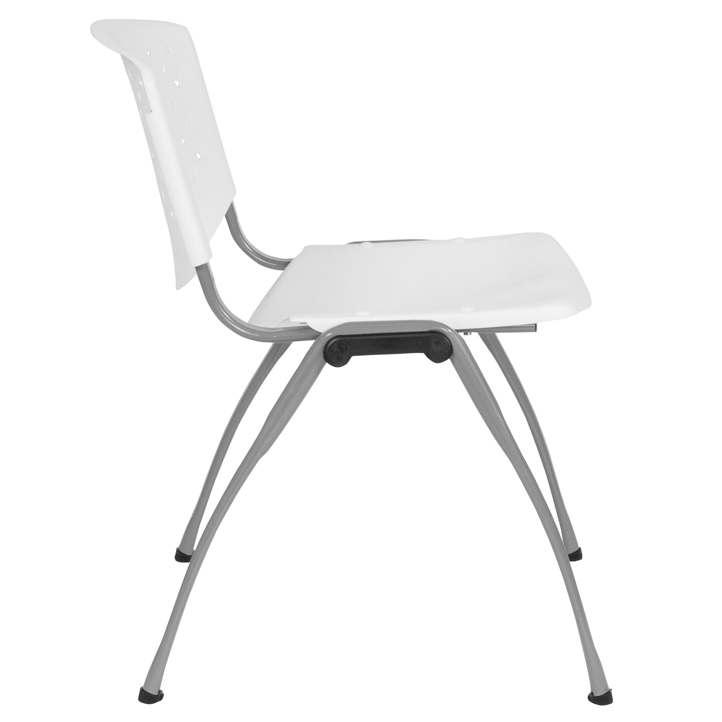 HERCULES Series 880 lb. Capacity White Plastic Stack Chair with Titanium Gray Powder Coated Frame White
