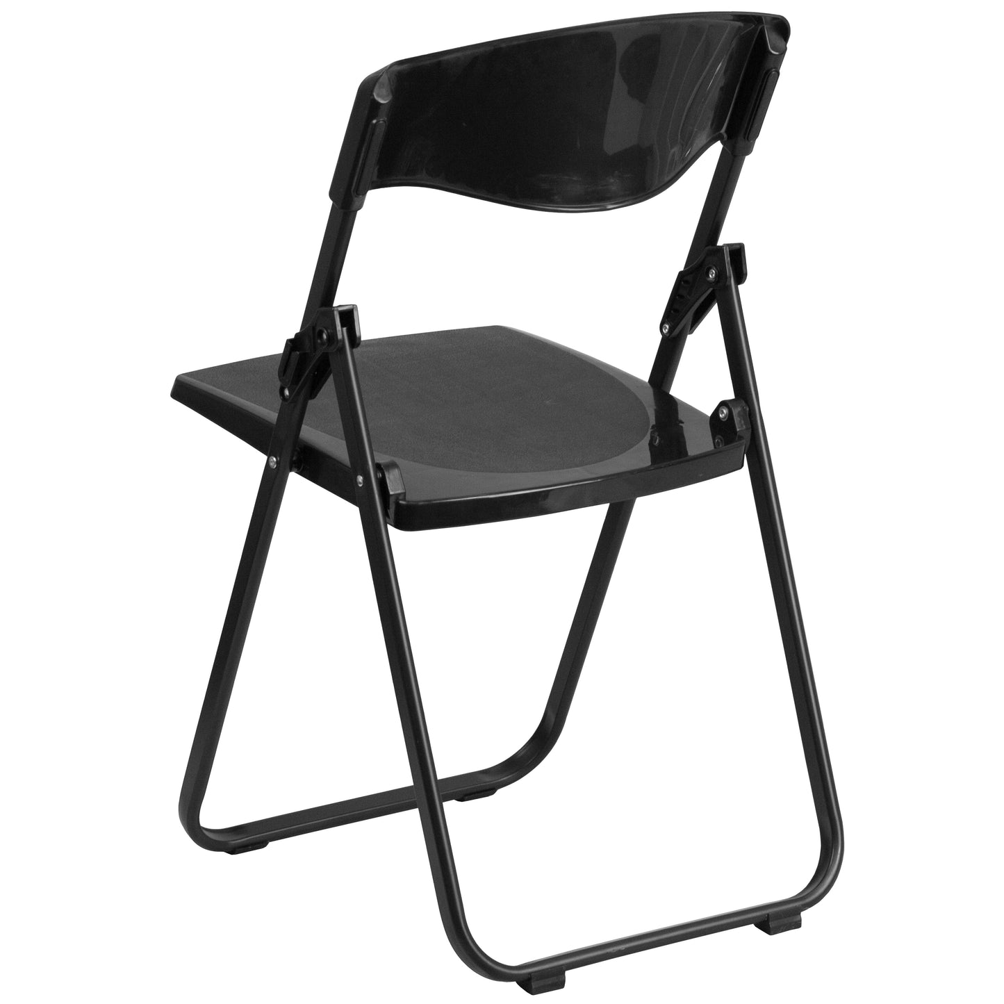 2 Pack HERCULES Series 500 lb. Capacity Heavy Duty Black Plastic Folding Chair with Built-in Ganging Brackets Black 2-RUT-I-BLACK-GG