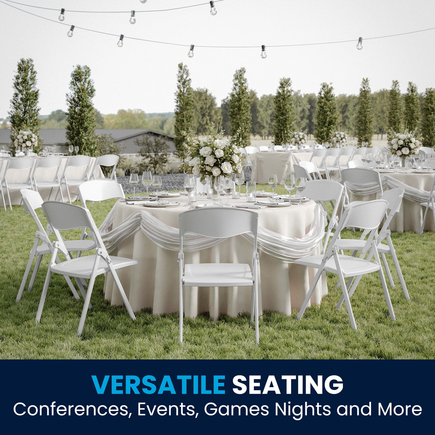 2 Pack HERCULES Series 500 lb. Capacity Heavy Duty White Plastic Folding Chair with Built-in Ganging Brackets White 2-RUT-I-WHITE-GG