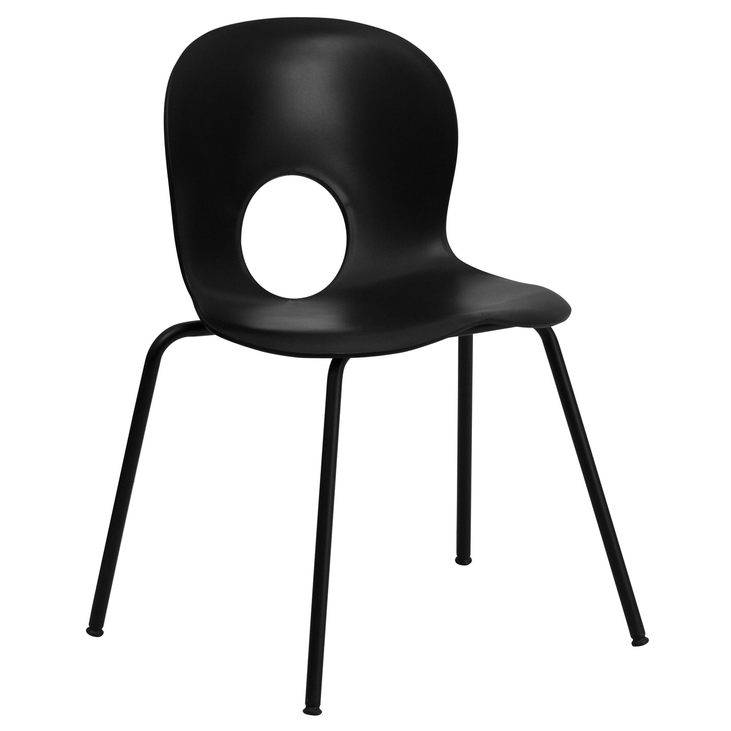 HERCULES Series 770 lb. Capacity Designer Black Plastic Stack Chair with Black Frame Black