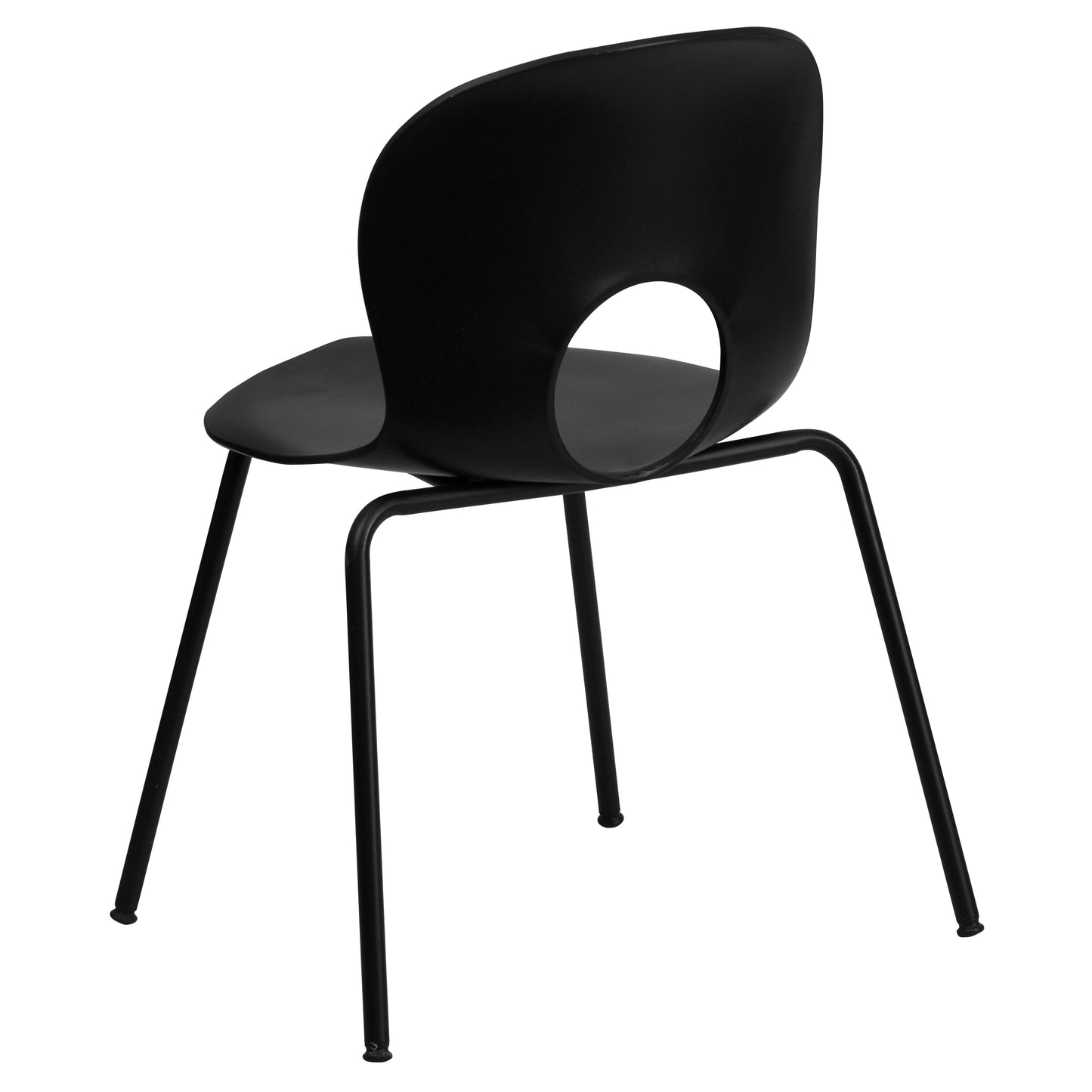 HERCULES Series 770 lb. Capacity Designer Black Plastic Stack Chair with Black Frame Black