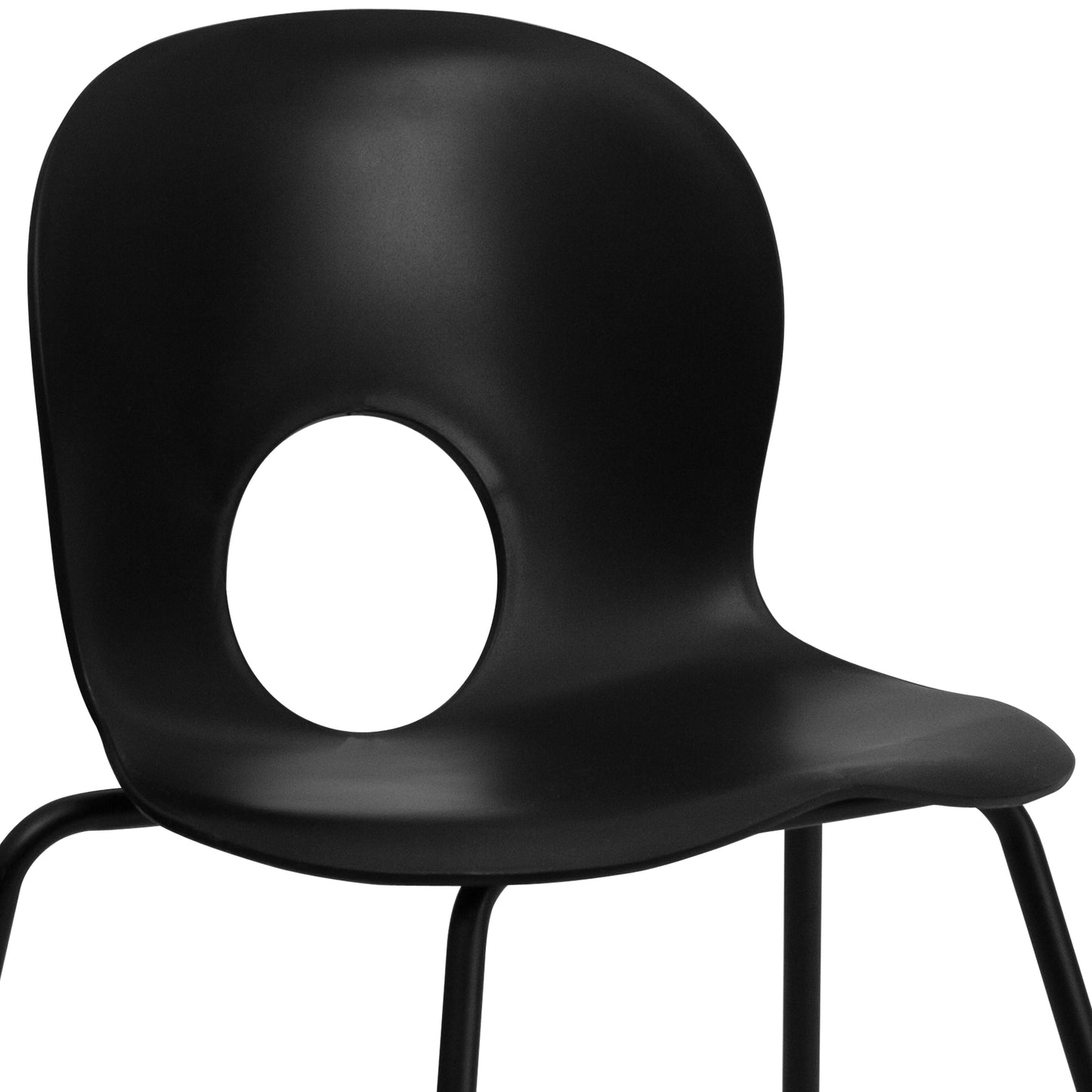 HERCULES Series 770 lb. Capacity Designer Black Plastic Stack Chair with Black Frame Black