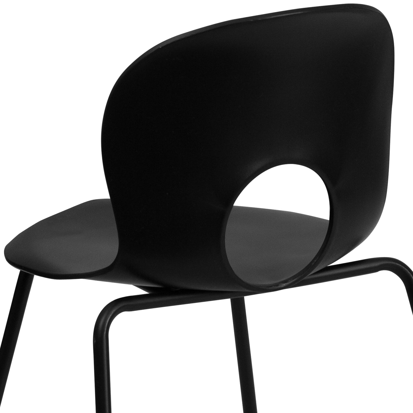 HERCULES Series 770 lb. Capacity Designer Black Plastic Stack Chair with Black Frame Black