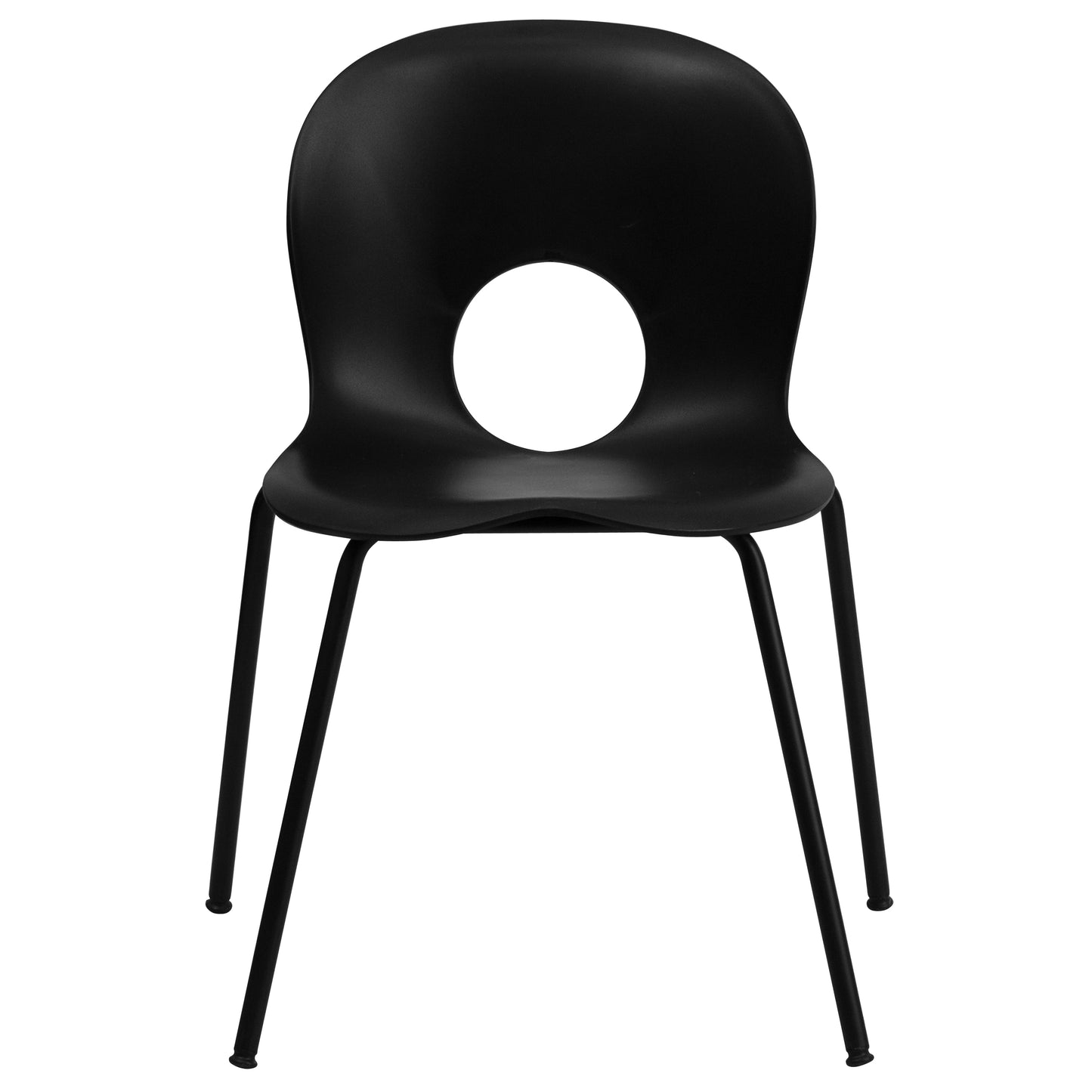 HERCULES Series 770 lb. Capacity Designer Black Plastic Stack Chair with Black Frame Black