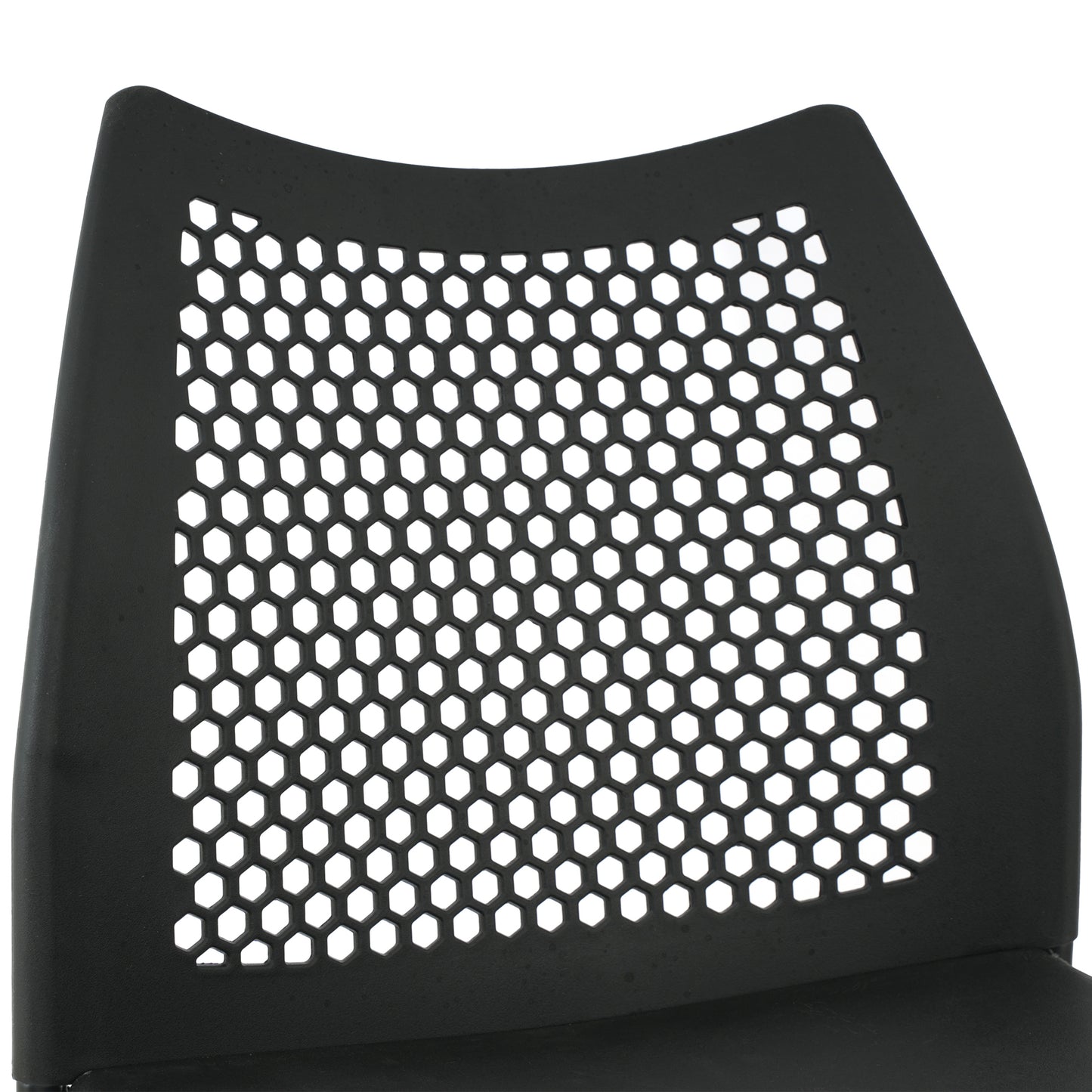 HERCULES Black Stack Chair with Air-Vent Back, Non-Sled Base and Black Powder Coated Metal Frame Black Plastic/Black Frame