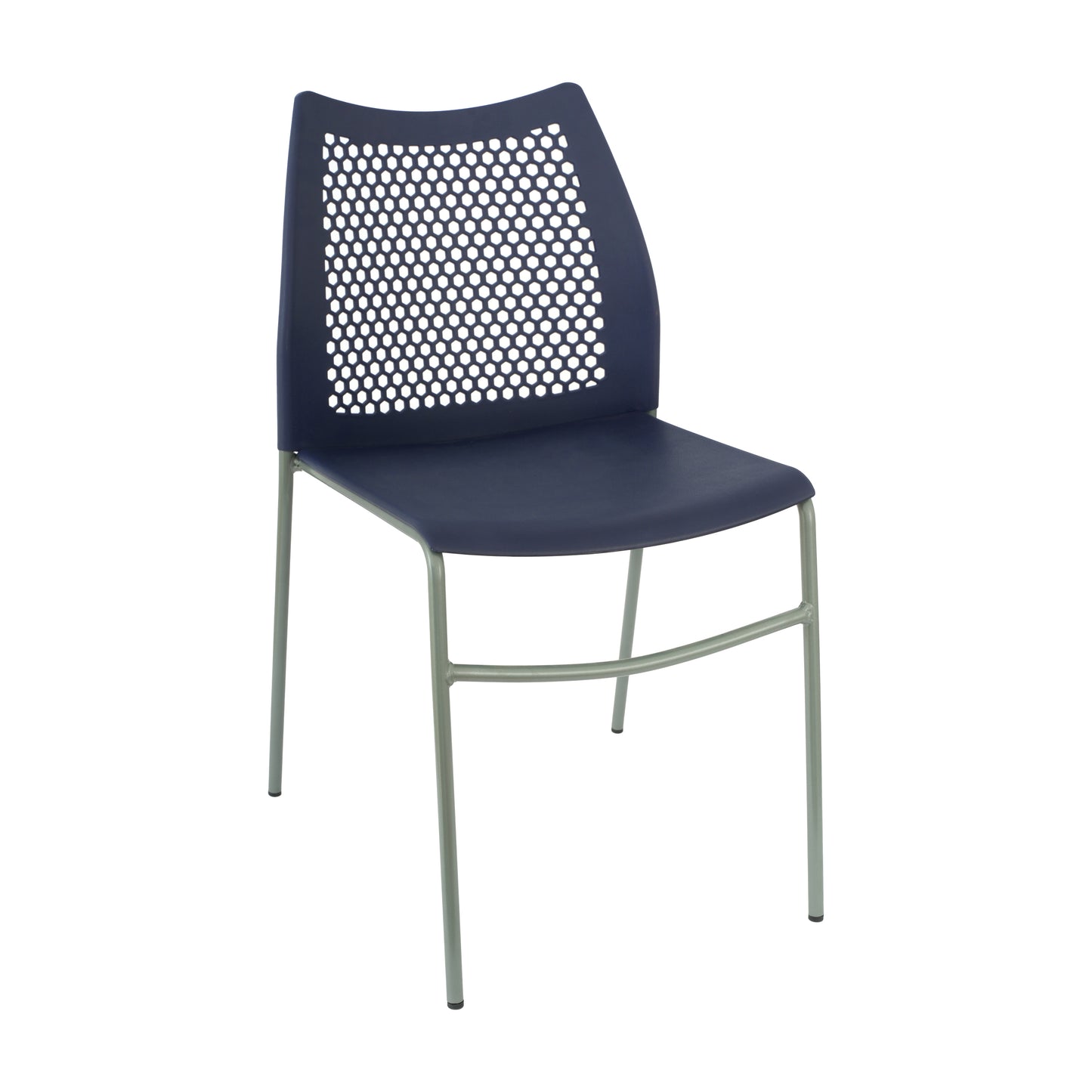 HERCULES Navy Stack Chair with Air-Vent Back, Non-Sled Base and Gray Powder Coated Metal Frame Navy Plastic/Gray Frame