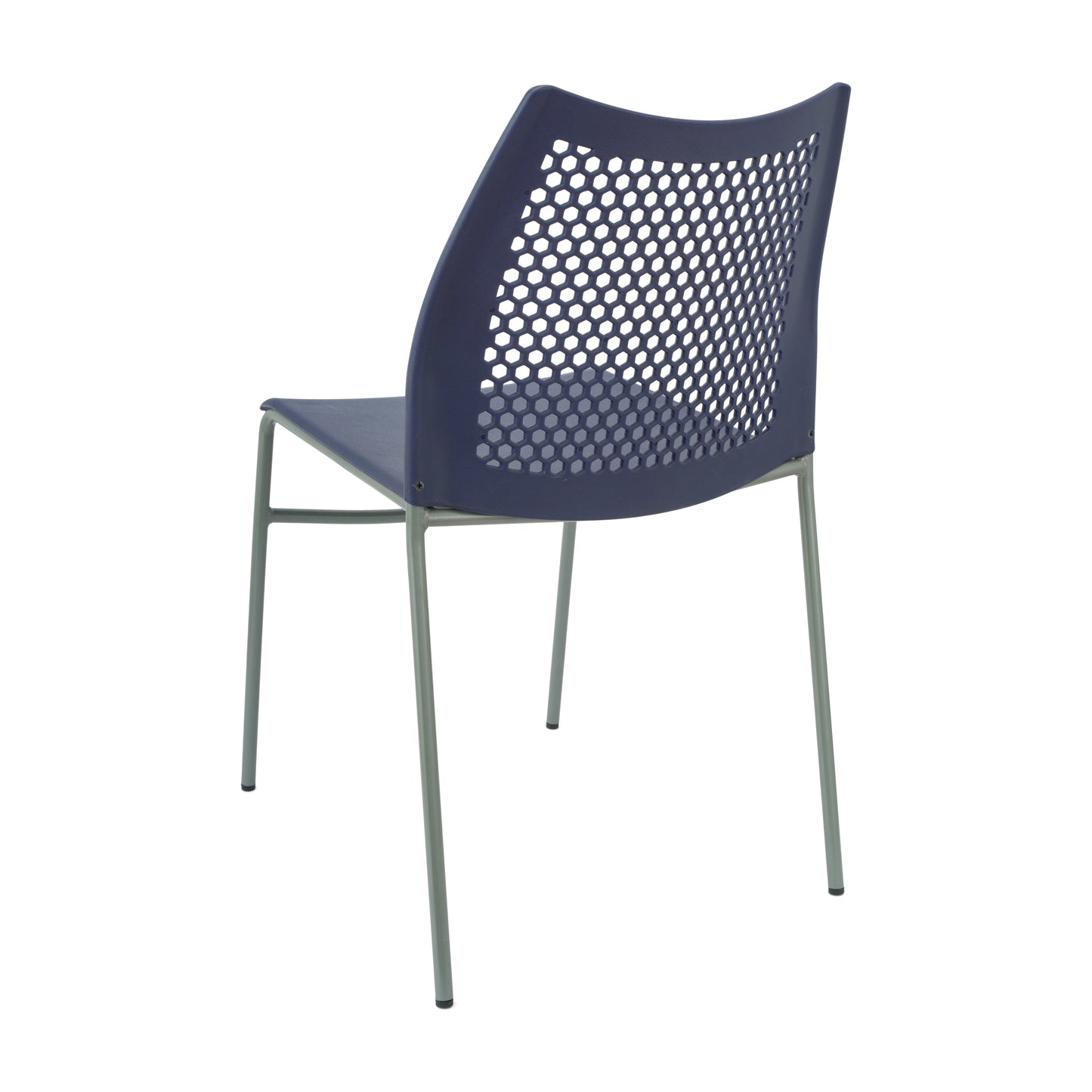 HERCULES Navy Stack Chair with Air-Vent Back, Non-Sled Base and Gray Powder Coated Metal Frame Navy Plastic/Gray Frame