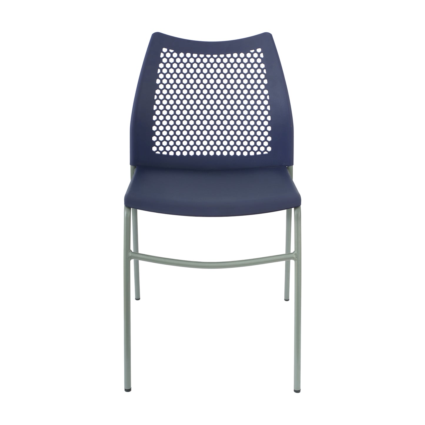 HERCULES Navy Stack Chair with Air-Vent Back, Non-Sled Base and Gray Powder Coated Metal Frame Navy Plastic/Gray Frame