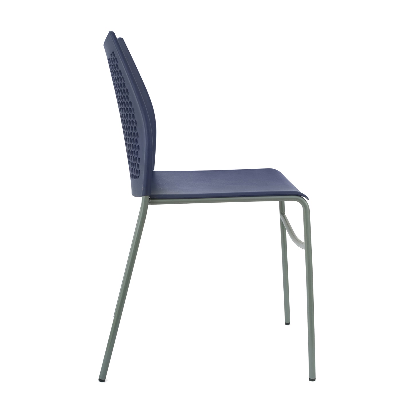 HERCULES Navy Stack Chair with Air-Vent Back, Non-Sled Base and Gray Powder Coated Metal Frame Navy Plastic/Gray Frame