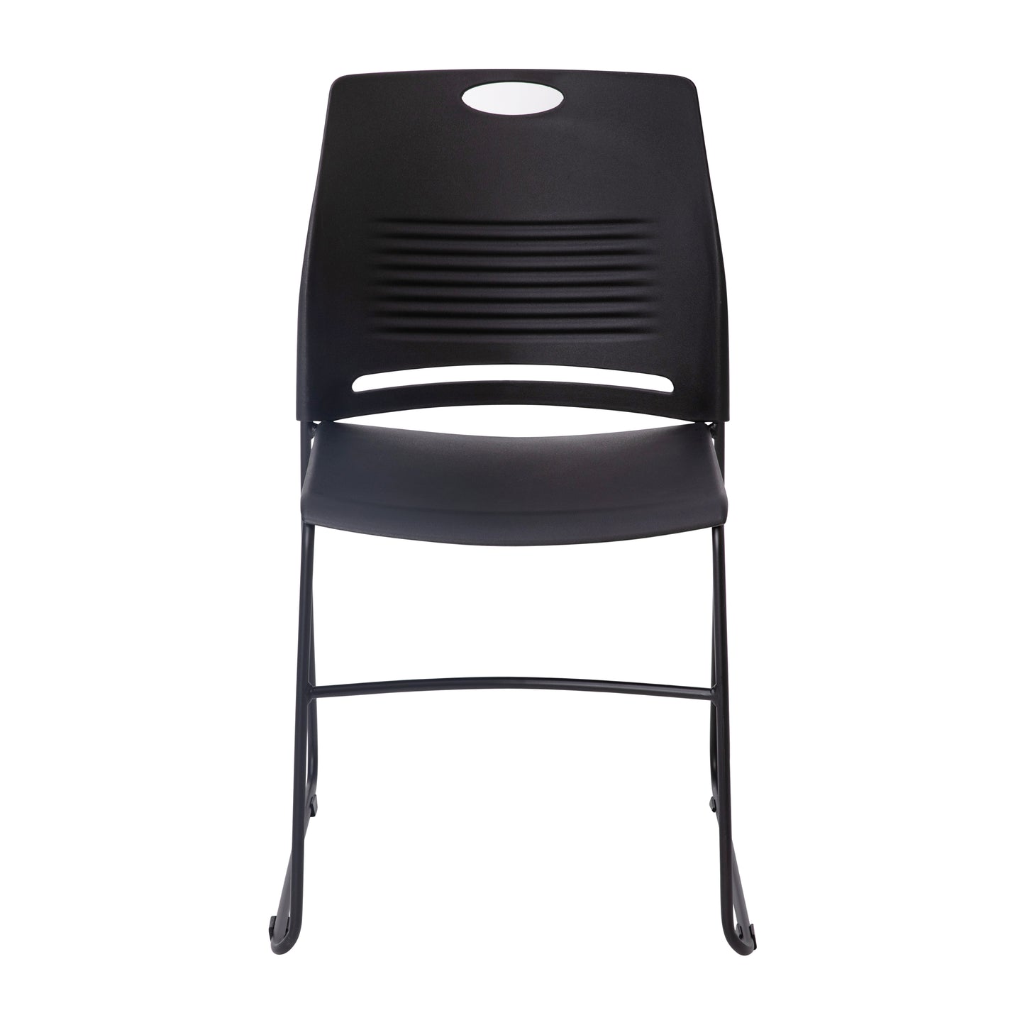 HERCULES Series Commercial Grade 660 lb. Capacity Black Plastic Stack Chair with Black Powder Coated Sled Base Frame and Integrated Carrying Handle Black