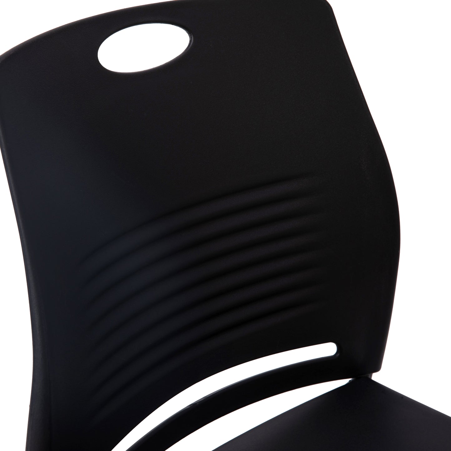 HERCULES Series Commercial Grade 660 lb. Capacity Black Plastic Stack Chair with Black Powder Coated Sled Base Frame and Integrated Carrying Handle Black