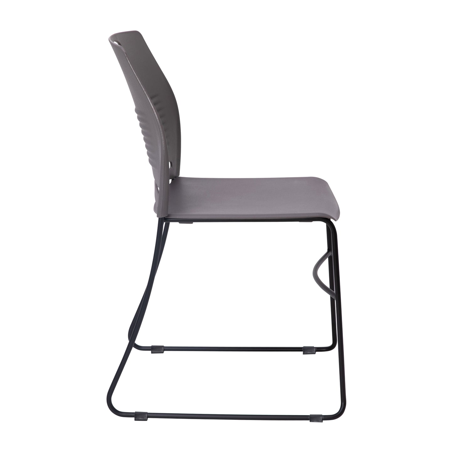 HERCULES Series Commercial Grade 660 lb. Capacity Gray Plastic Stack Chair with Black Powder Coated Sled Base Frame and Integrated Carrying Handle Gray