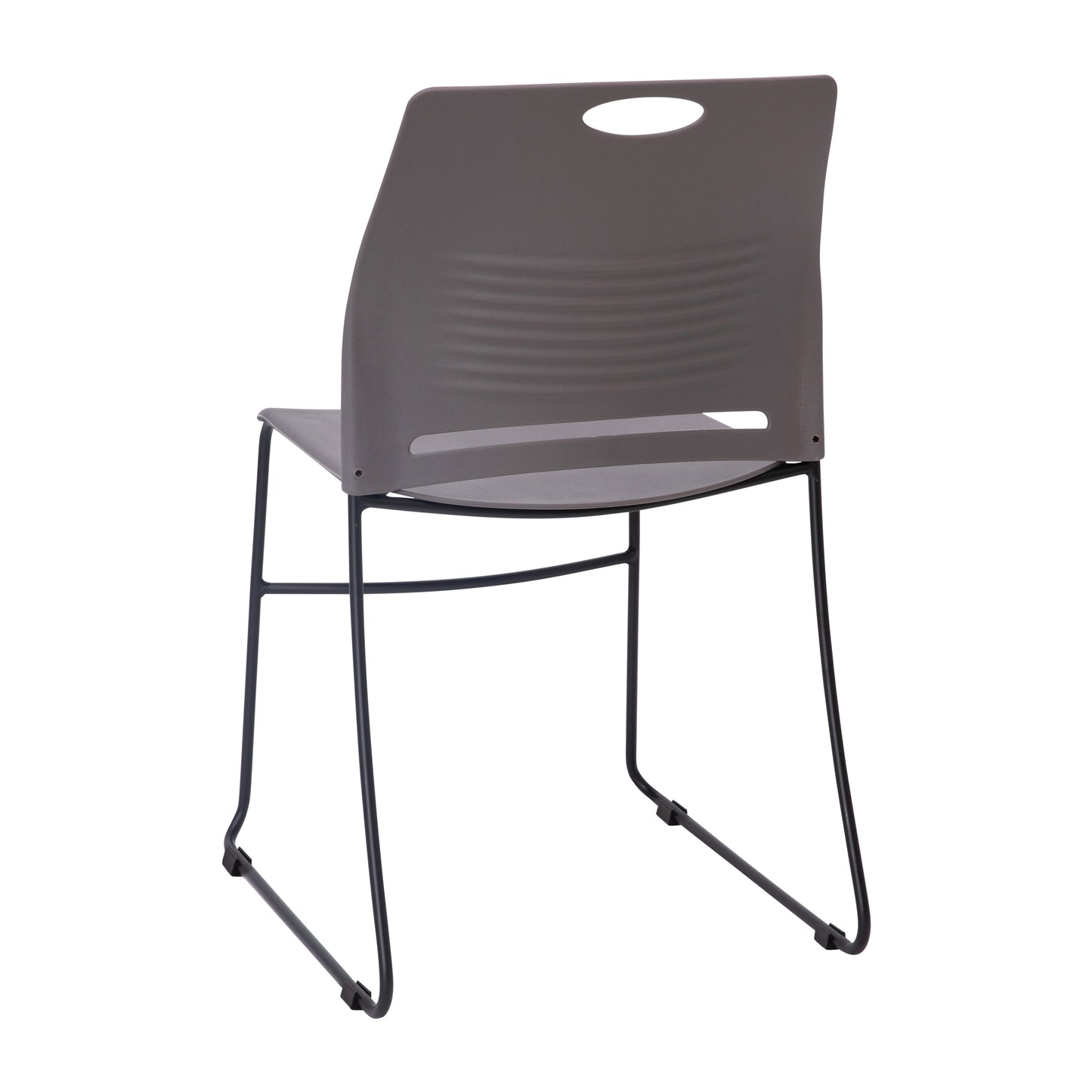 HERCULES Series Commercial Grade 660 lb. Capacity Gray Plastic Stack Chair with Black Powder Coated Sled Base Frame and Integrated Carrying Handle Gray