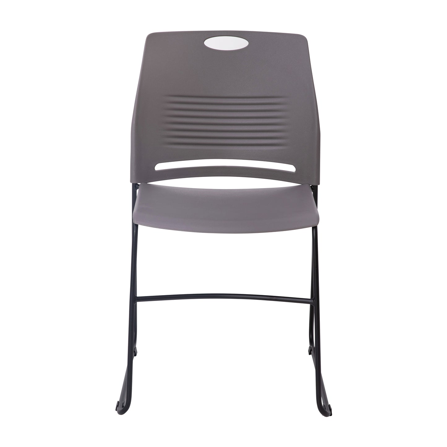 HERCULES Series Commercial Grade 660 lb. Capacity Gray Plastic Stack Chair with Black Powder Coated Sled Base Frame and Integrated Carrying Handle Gray