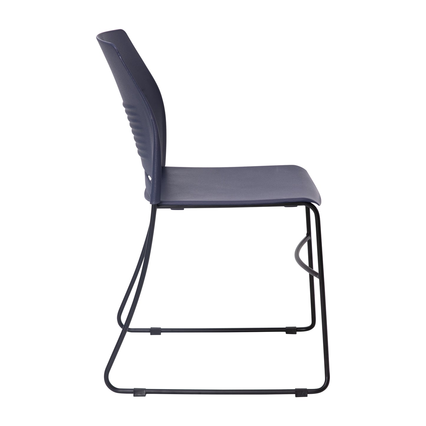 HERCULES Series Commercial Grade 660 lb. Capacity Navy Plastic Stack Chair with Black Powder Coated Sled Base Frame and Integrated Carrying Handle Navy