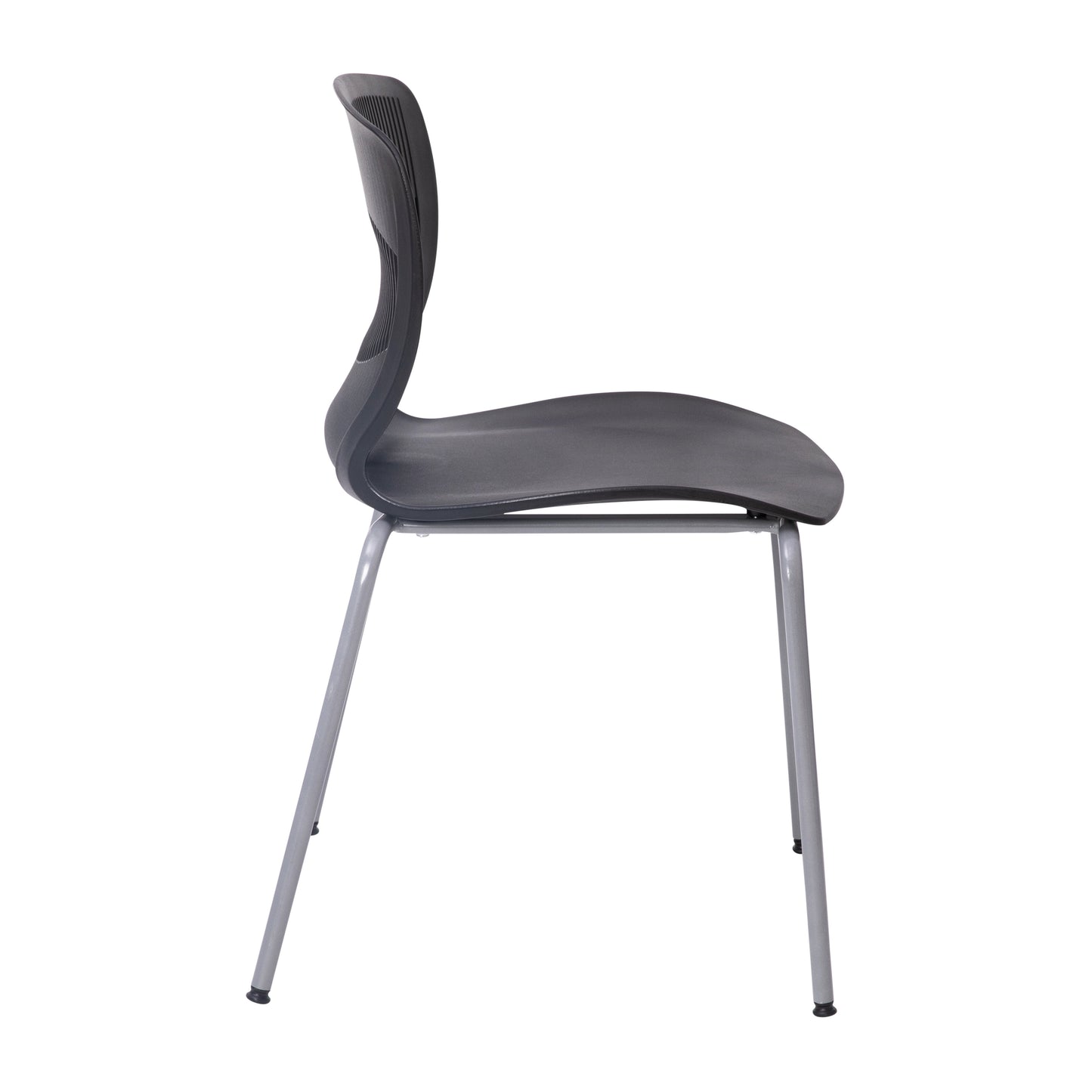HERCULES Series Commercial Grade 770 lb. Capacity Ergonomic Stack Chair with Lumbar Support and Silver Steel Frame - Black Black
