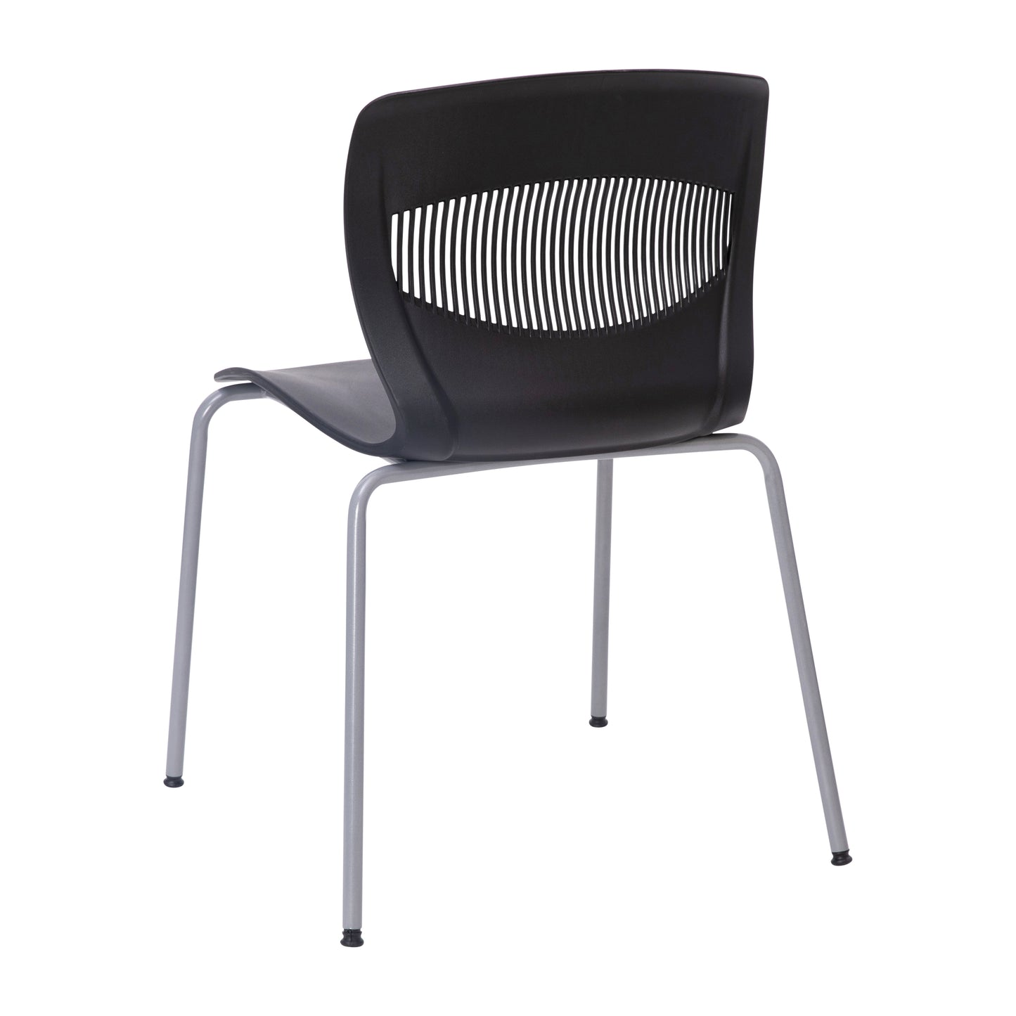 HERCULES Series Commercial Grade 770 lb. Capacity Ergonomic Stack Chair with Lumbar Support and Silver Steel Frame - Black Black