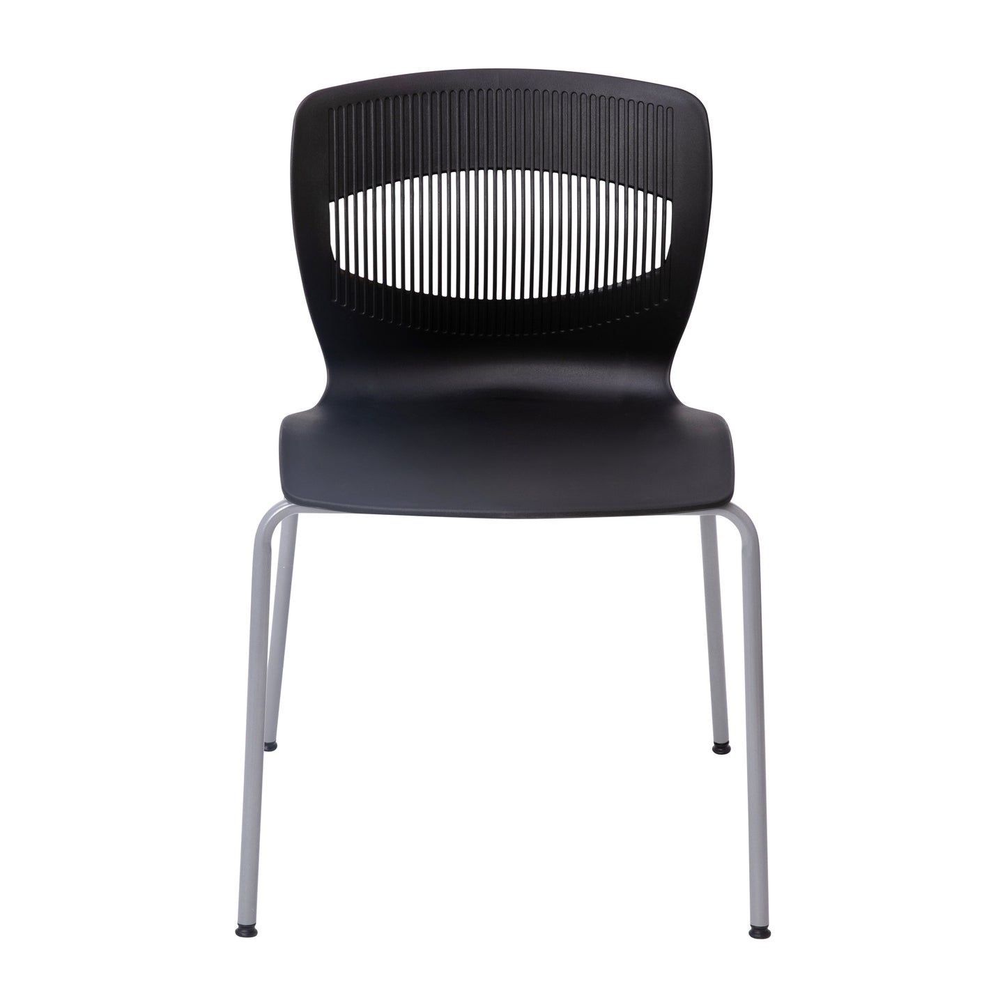 HERCULES Series Commercial Grade 770 lb. Capacity Ergonomic Stack Chair with Lumbar Support and Silver Steel Frame - Black Black