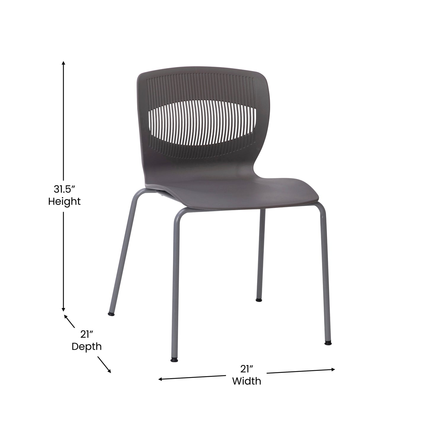 HERCULES Series Commercial Grade 770 lb. Capacity Ergonomic Stack Chair with Lumbar Support and Silver Steel Frame - Gray Gray