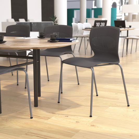 HERCULES Series Commercial Grade 770 lb. Capacity Ergonomic Stack Chair with Lumbar Support and Silver Steel Frame - Gray Gray