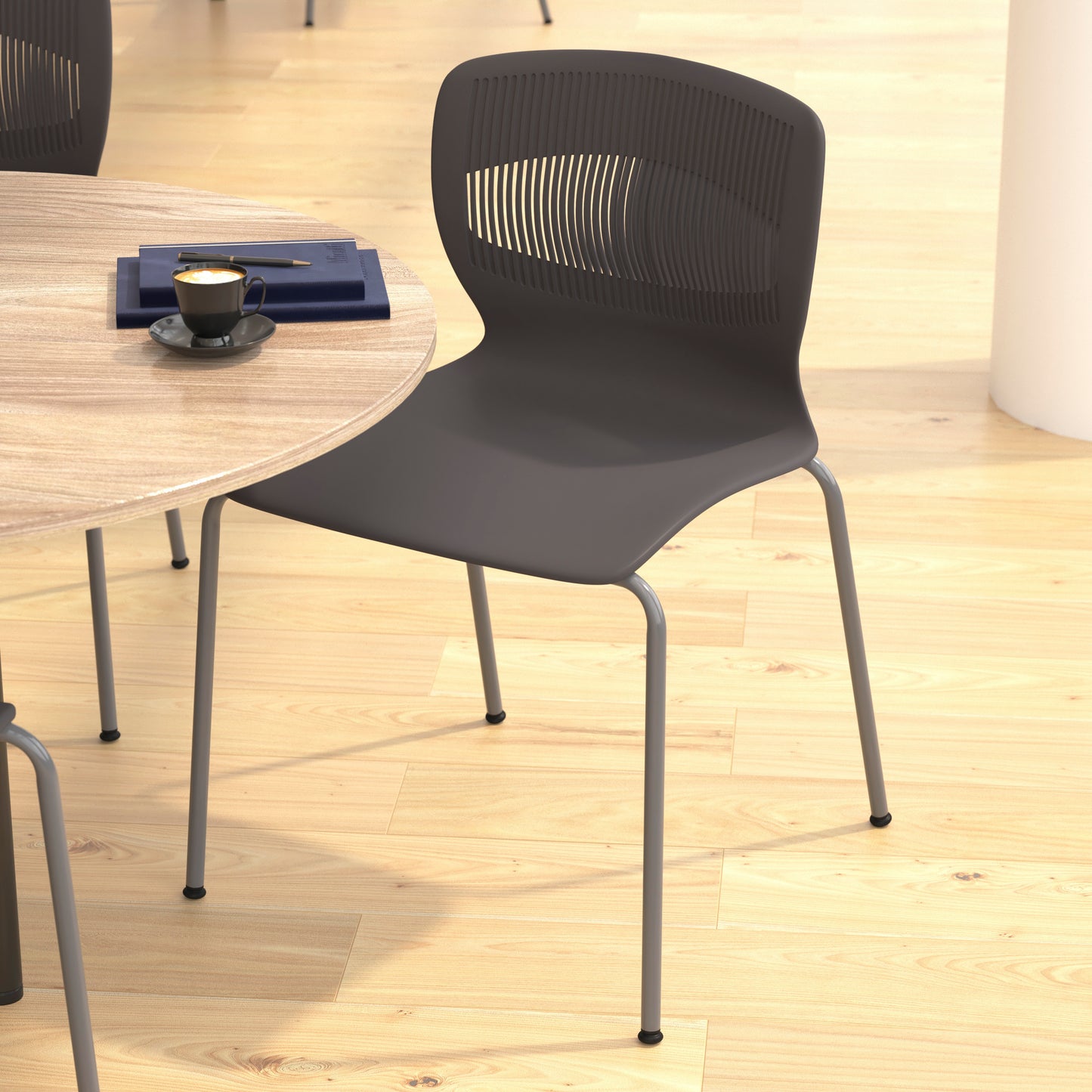 HERCULES Series Commercial Grade 770 lb. Capacity Ergonomic Stack Chair with Lumbar Support and Silver Steel Frame - Gray Gray