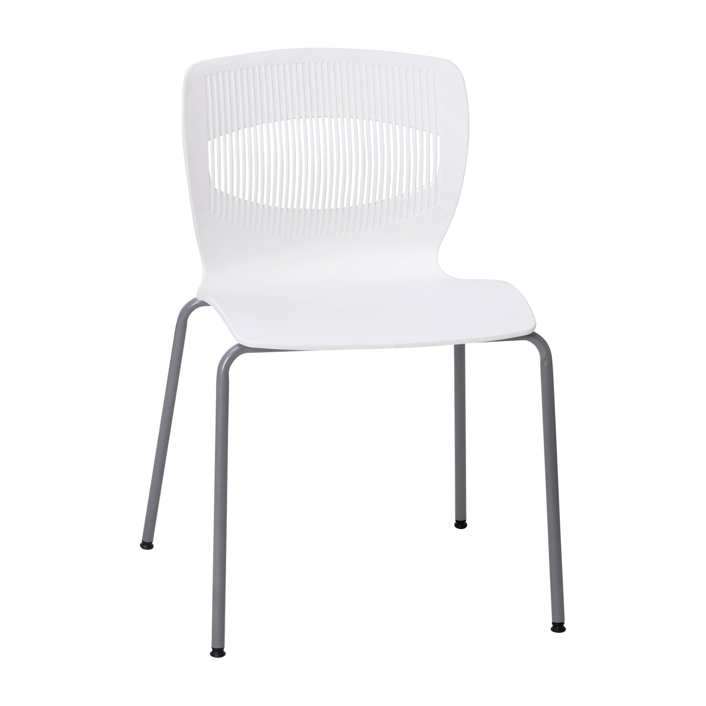 HERCULES Series Commercial Grade 770 lb. Capacity Ergonomic Stack Chair with Lumbar Support and Silver Steel Frame - White White
