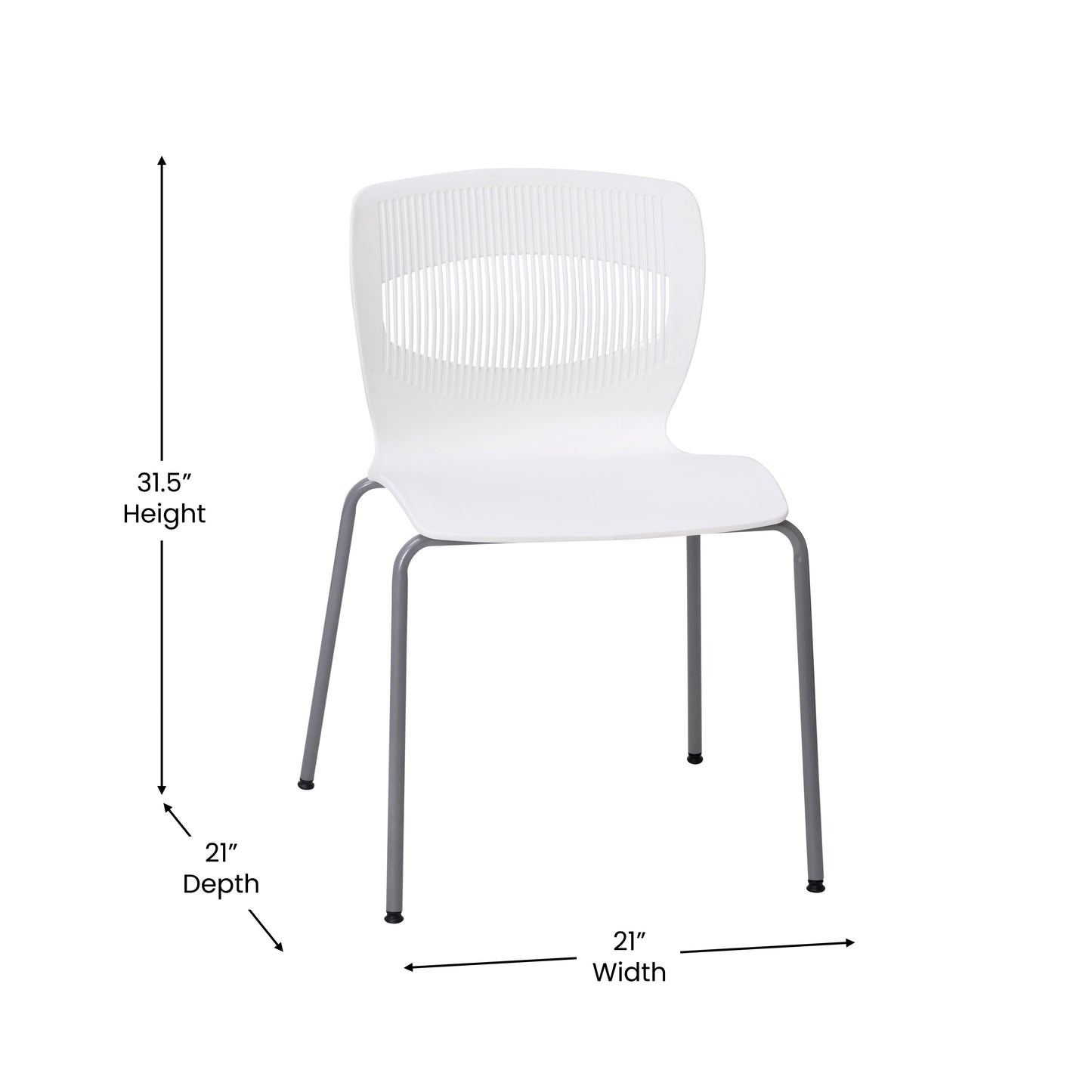 HERCULES Series Commercial Grade 770 lb. Capacity Ergonomic Stack Chair with Lumbar Support and Silver Steel Frame - White White