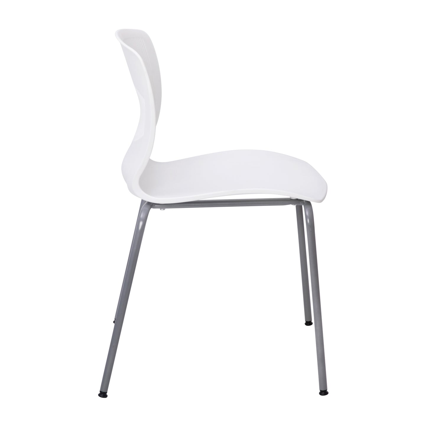 HERCULES Series Commercial Grade 770 lb. Capacity Ergonomic Stack Chair with Lumbar Support and Silver Steel Frame - White White