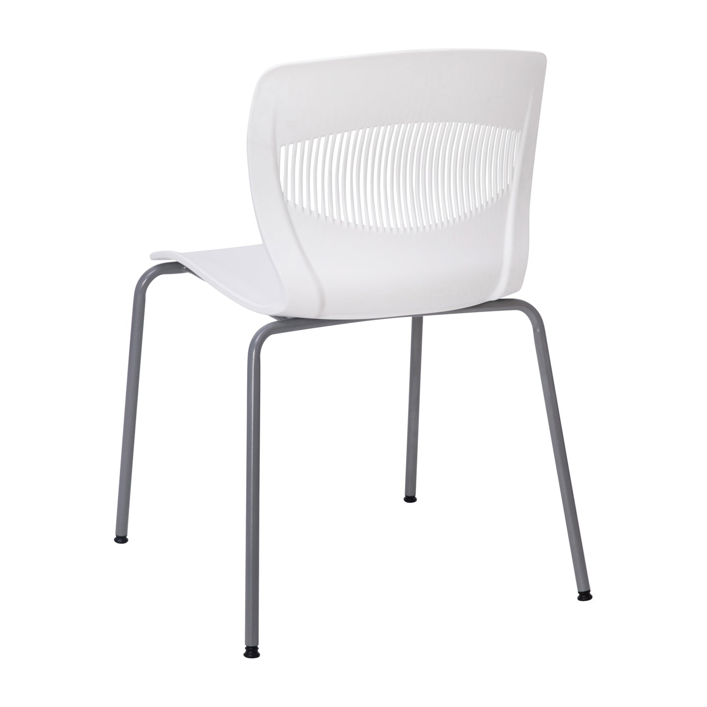 HERCULES Series Commercial Grade 770 lb. Capacity Ergonomic Stack Chair with Lumbar Support and Silver Steel Frame - White White