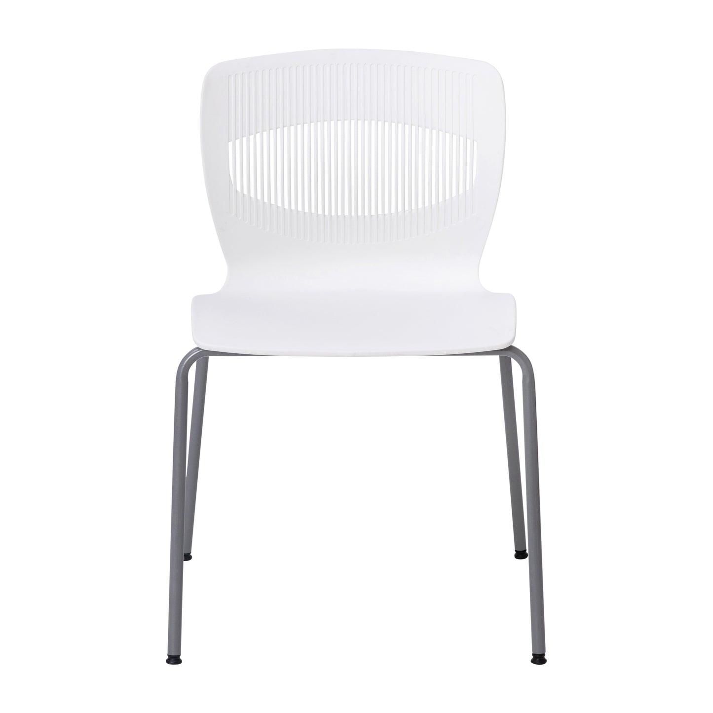 HERCULES Series Commercial Grade 770 lb. Capacity Ergonomic Stack Chair with Lumbar Support and Silver Steel Frame - White White